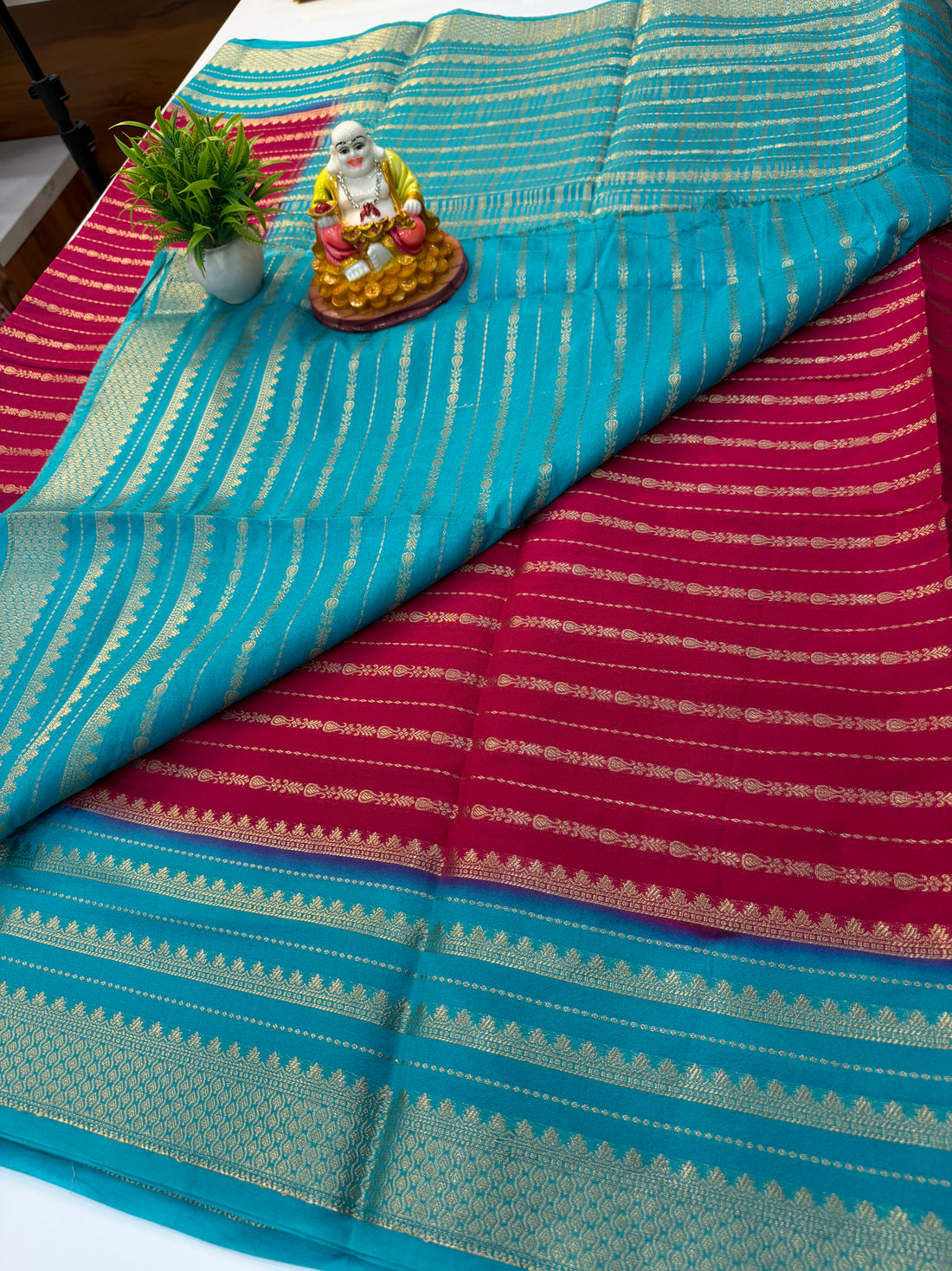 Mysore Crepe Silk Saree with Elegant Stripes
