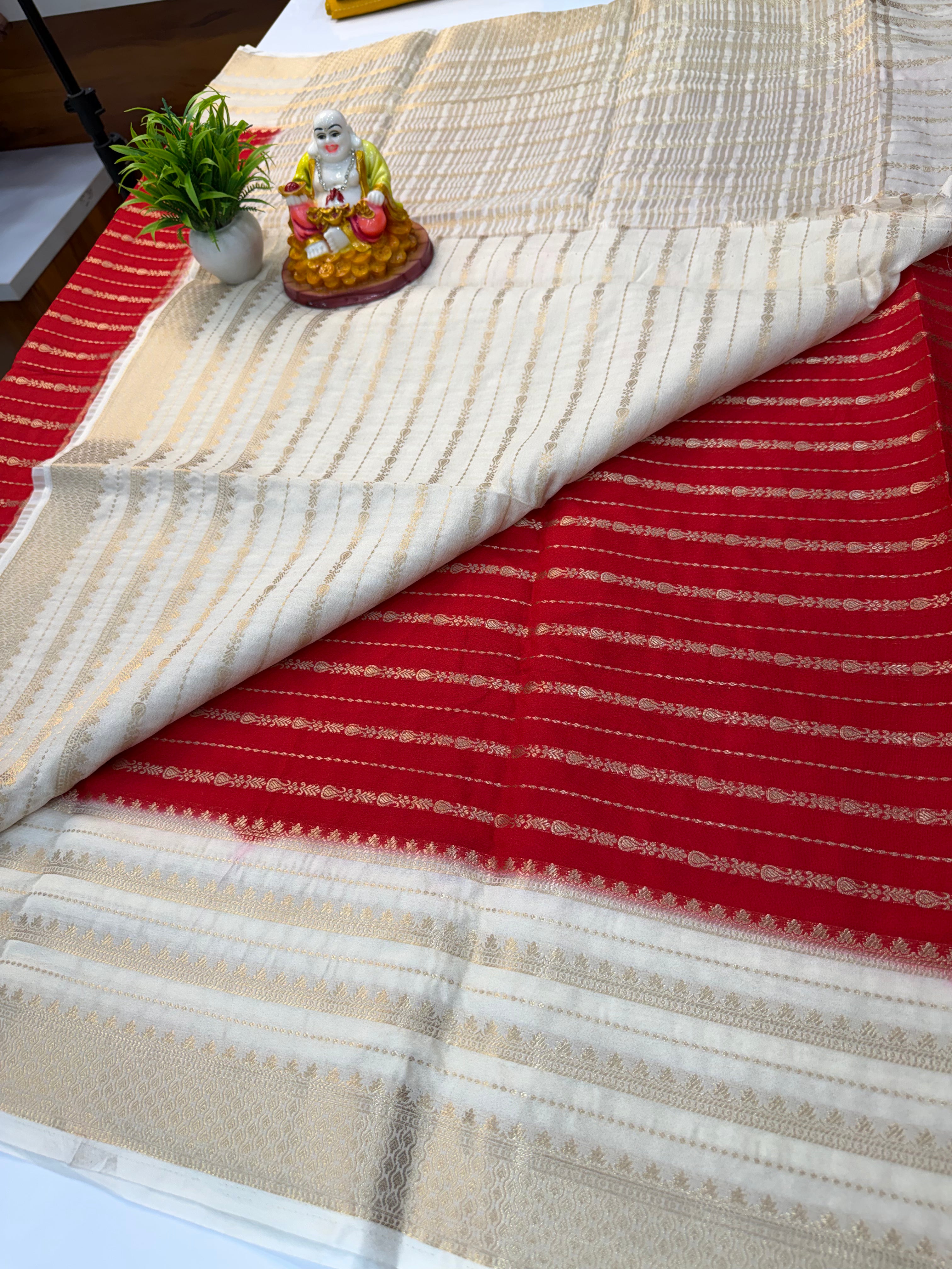 Mysore Crepe Silk Saree with Elegant Stripes