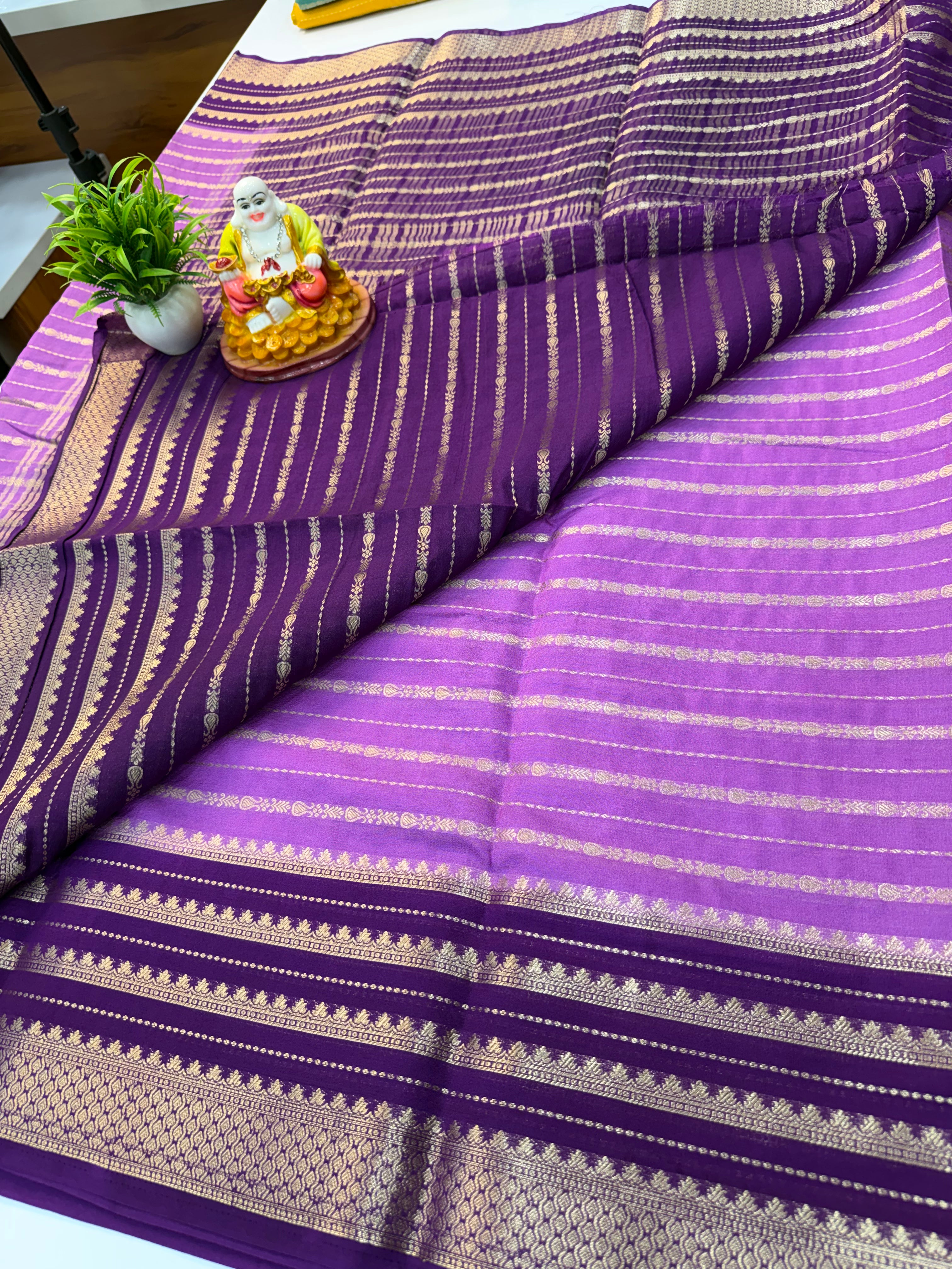 Mysore Crepe Silk Saree with Elegant Stripes