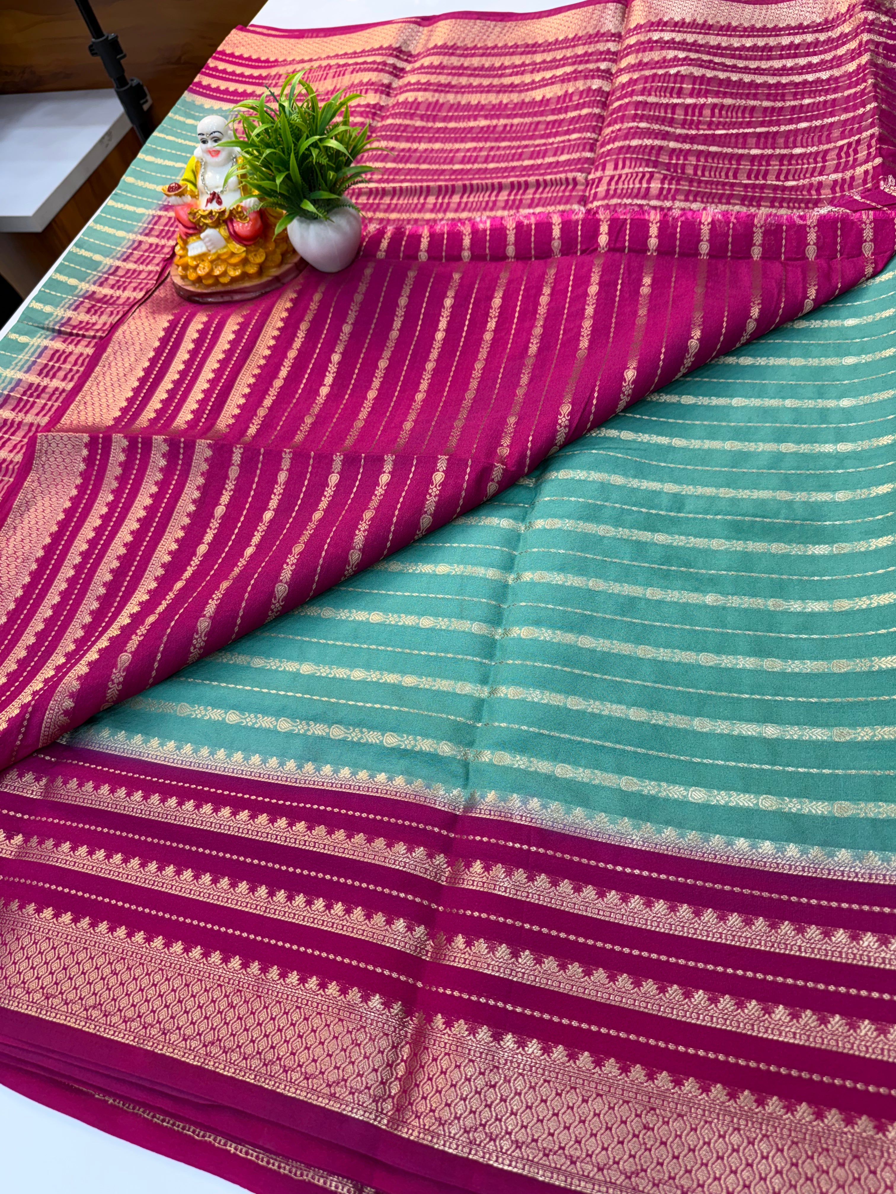 Mysore Crepe Silk Saree with Elegant Stripes