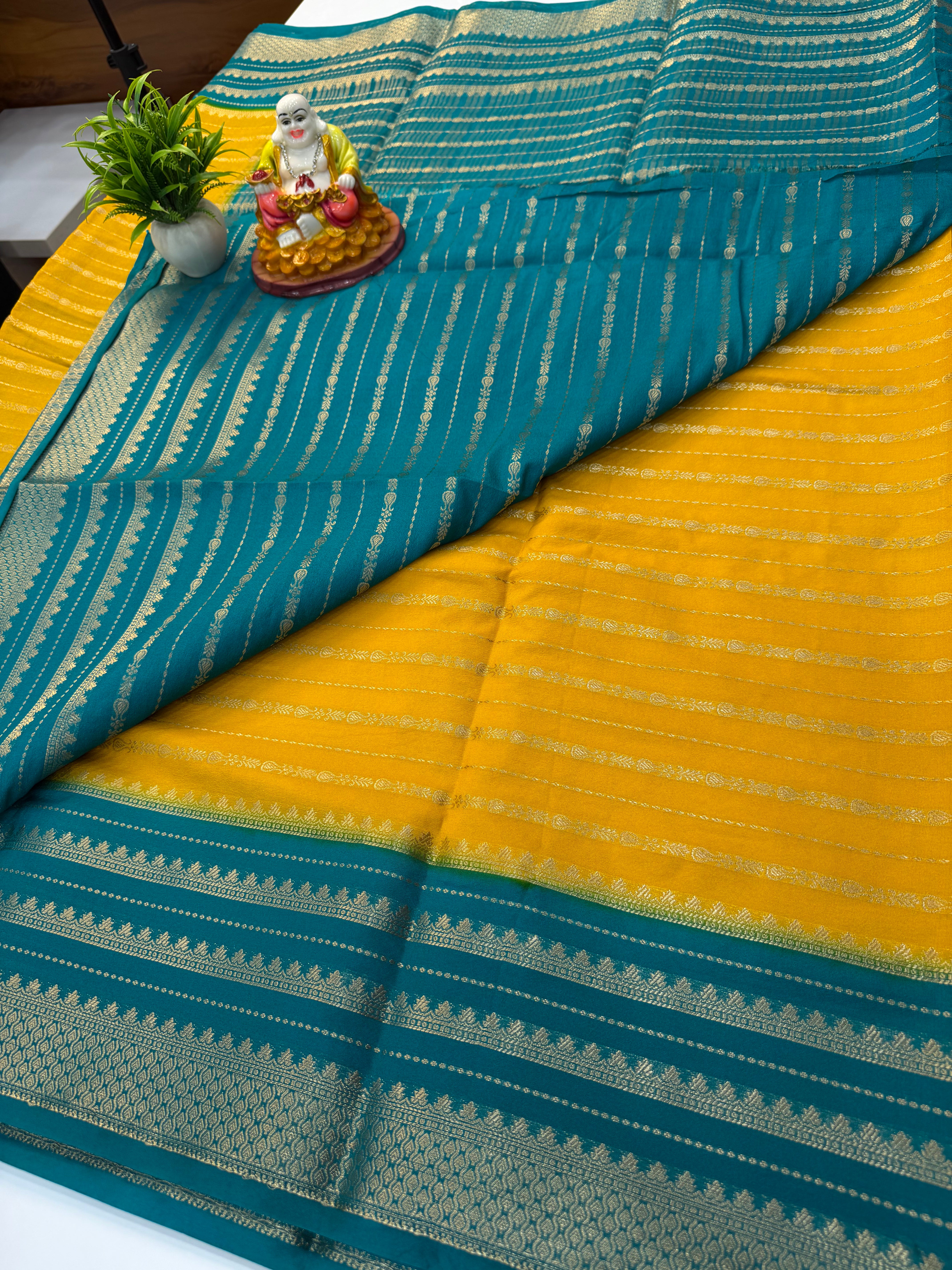 Mysore Crepe Silk Saree with Elegant Stripes
