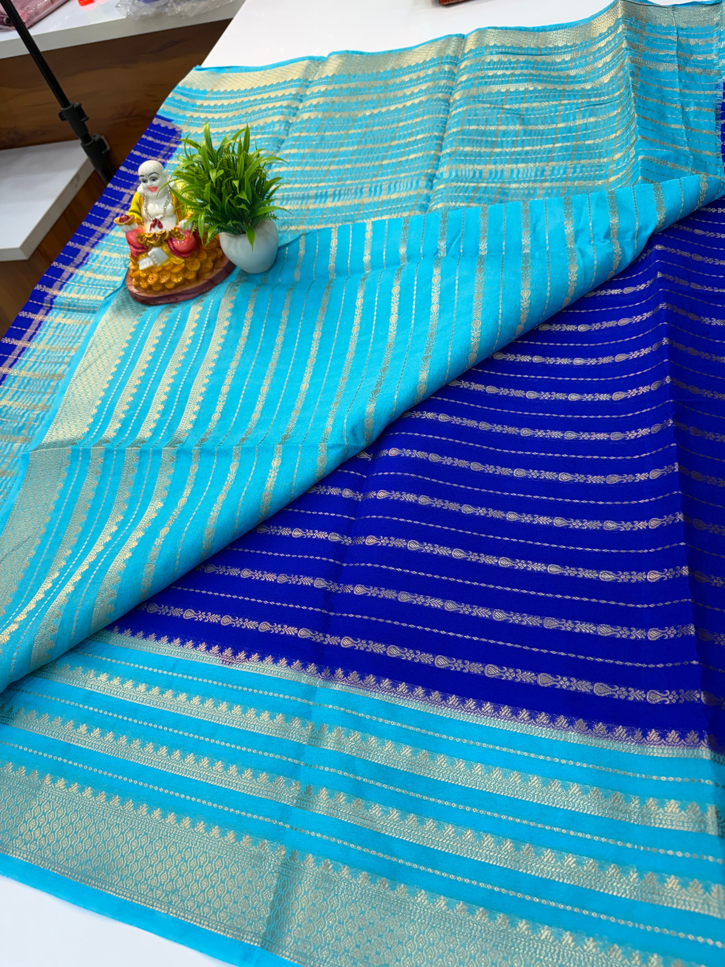 Mysore Crepe Silk Saree with Elegant Stripes