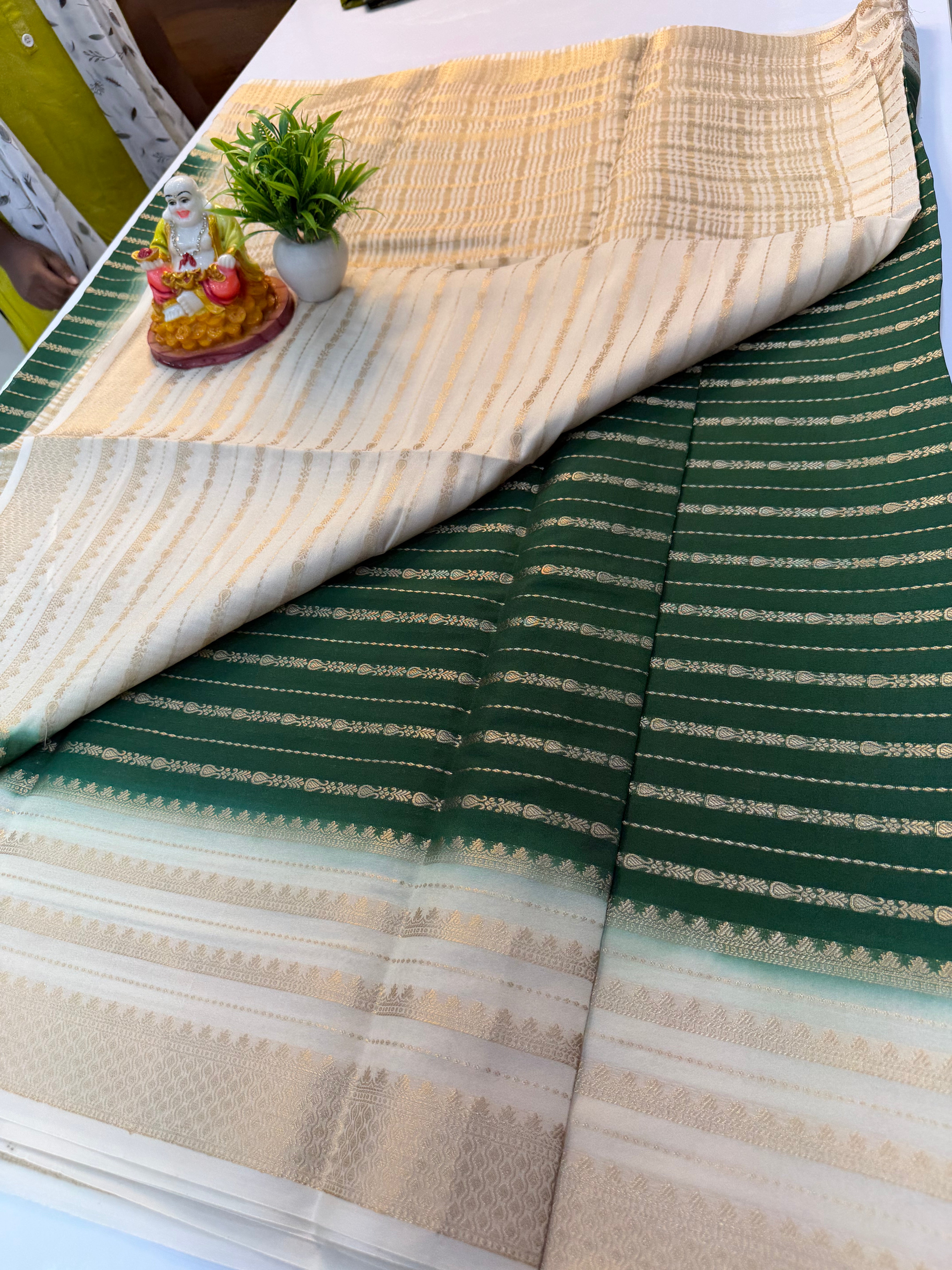 Mysore Crepe Silk Saree with Stripes – Padmavathi Silks and Sarees