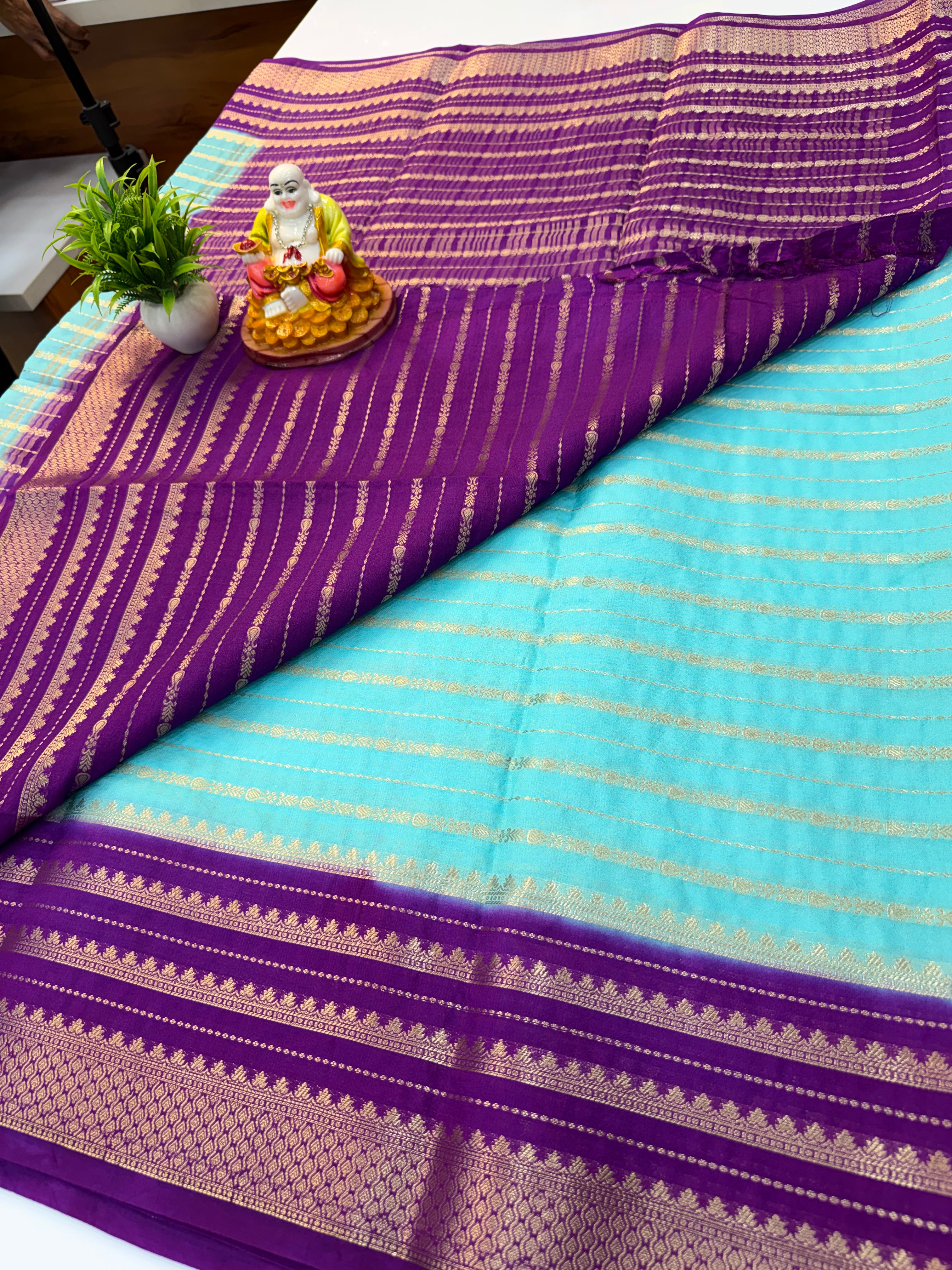 Mysore Crepe Silk Saree with Elegant Stripes