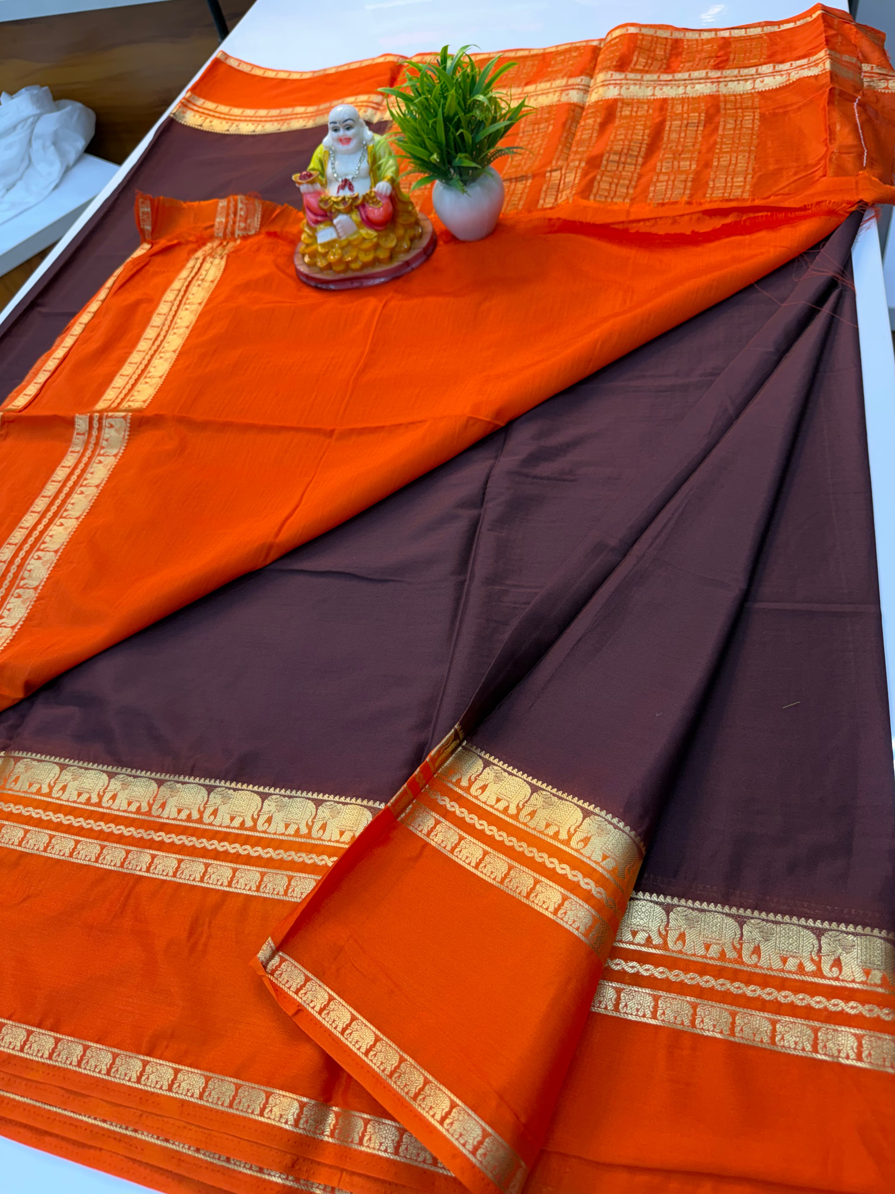 Premium Mysore Crepe Silk Saree with Elephant Bentex Border – By Padmavathi Silks and Sarees