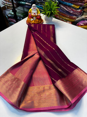 PREMIUM mysore crape silk saree with rich pallu and butta blouse need shopify made from padmavathi silks and sarees