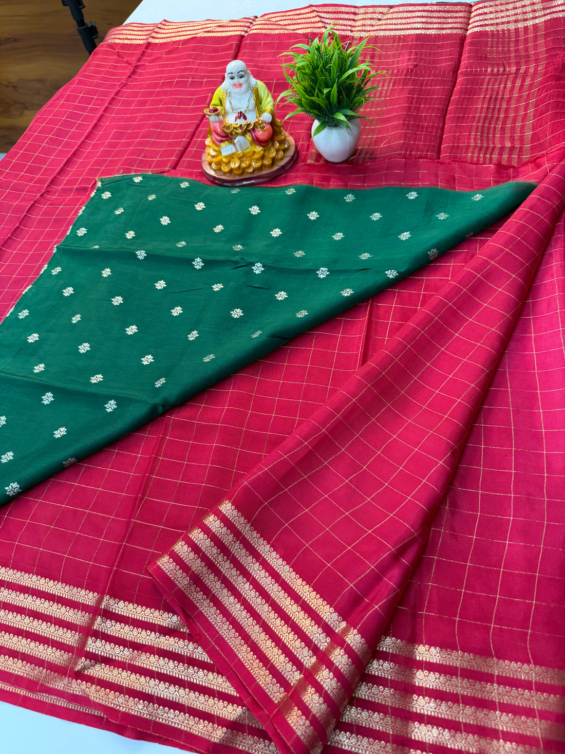 Premium Viscose Saree with Checks Pattern & Butta Blouse – Elegant Everyday Luxury | Padmavathi Silks and Sarees