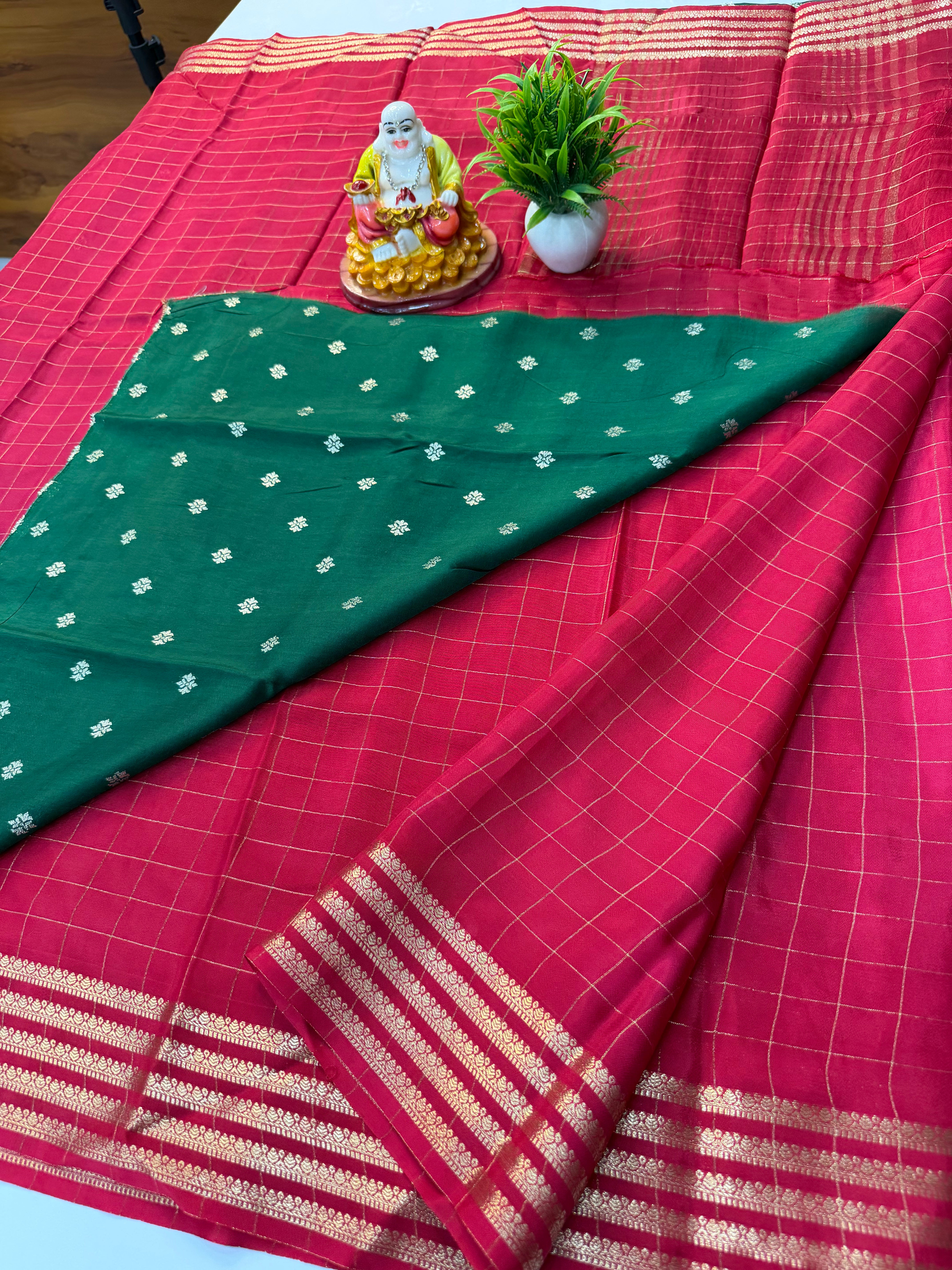 Premium Viscose Saree with Checks Pattern & Butta Blouse – Elegant Everyday Luxury | Padmavathi Silks and Sarees