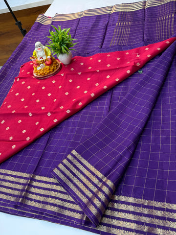 Premium Viscose Saree with Checks Pattern & Butta Blouse – Elegant Everyday Luxury | Padmavathi Silks and Sarees