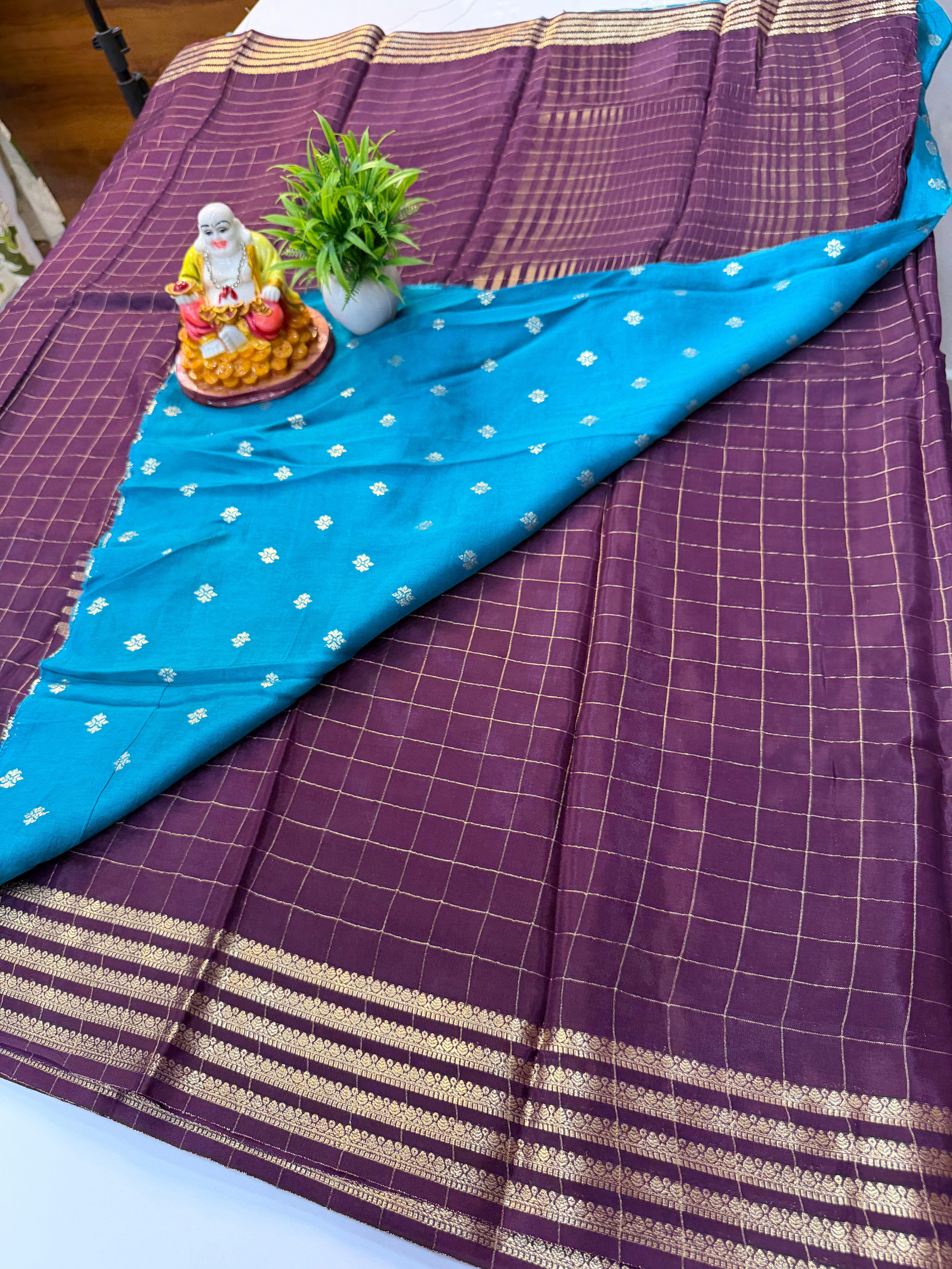 Premium Viscose Saree with Checks Pattern & Butta Blouse – Elegant Everyday Luxury | Padmavathi Silks and Sarees