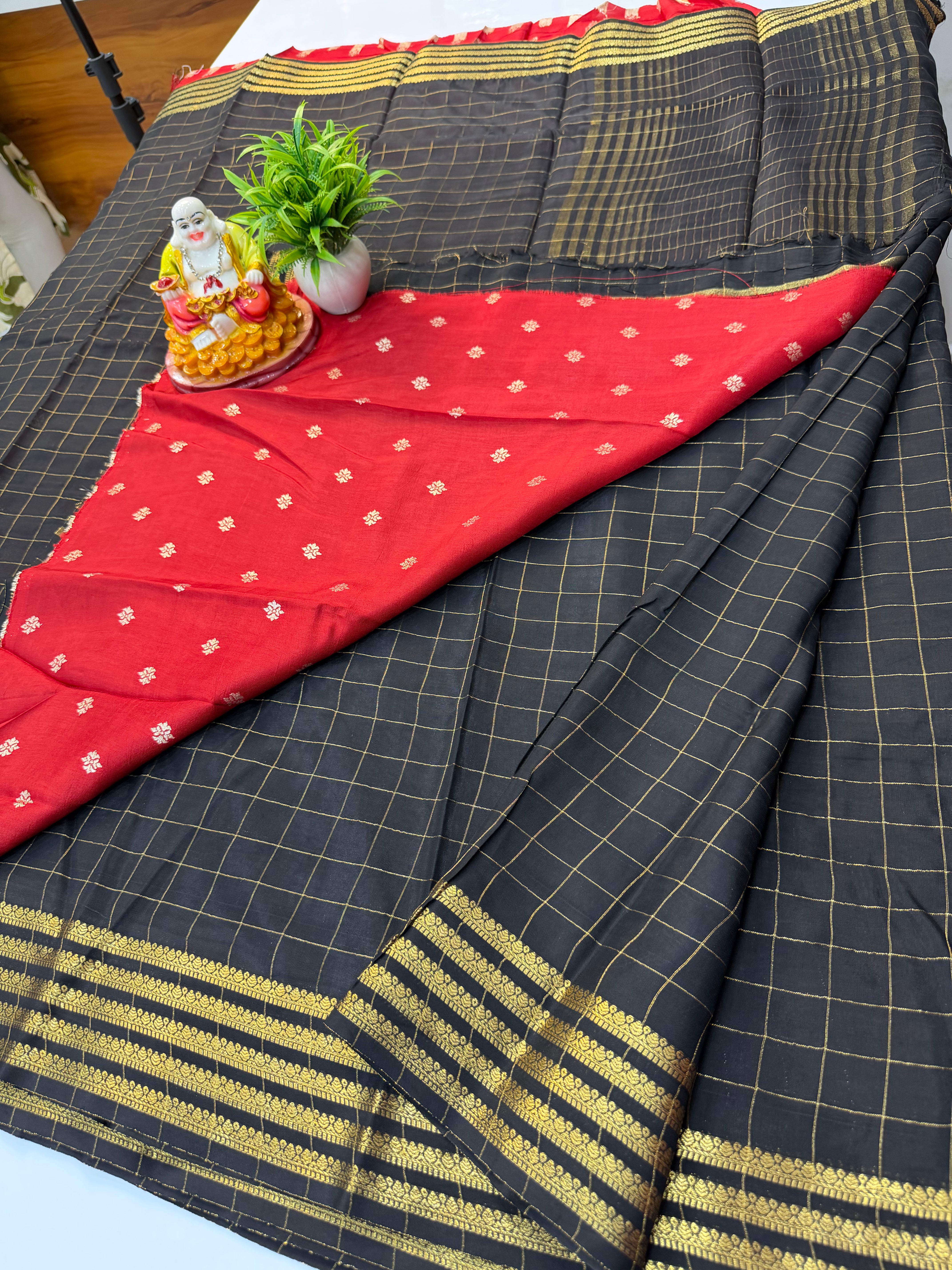 Premium Viscose Saree with Checks Pattern & Butta Blouse – Elegant Everyday Luxury | Padmavathi Silks and Sarees