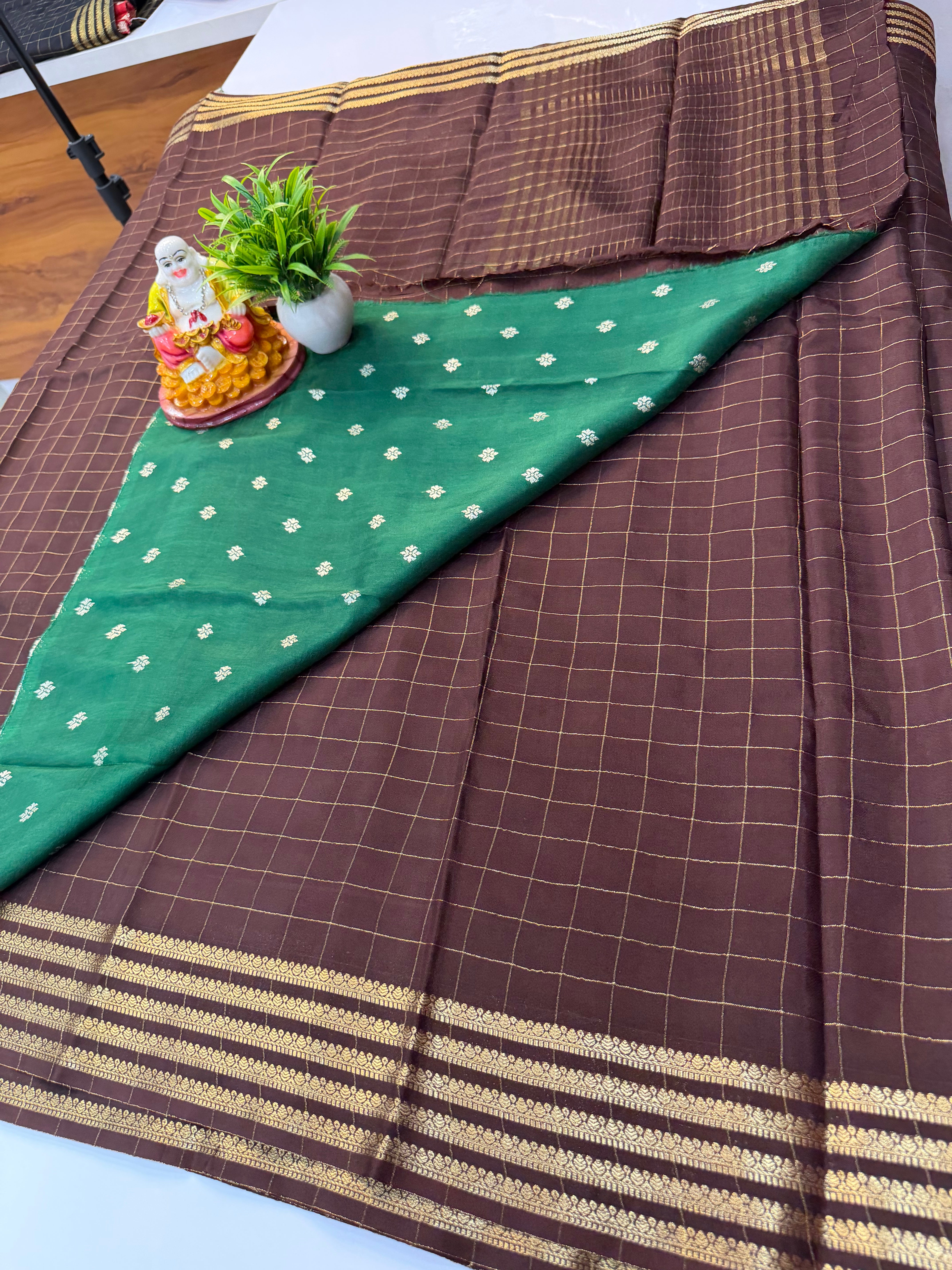Premium Viscose Saree with Checks Pattern & Butta Blouse – Elegant Everyday Luxury | Padmavathi Silks and Sarees