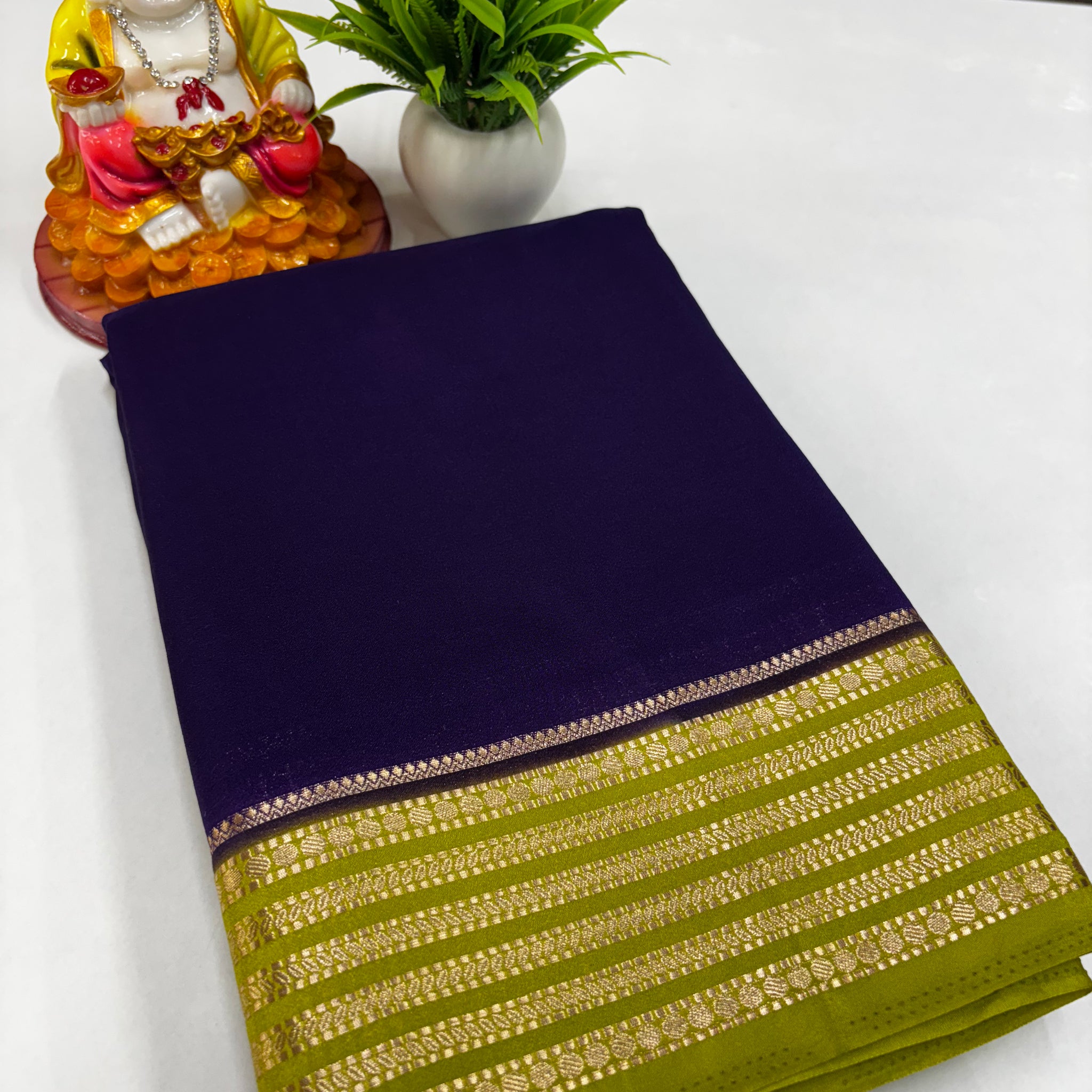 Mysore Crepe Silk Saree with Beautiful Contrast Border