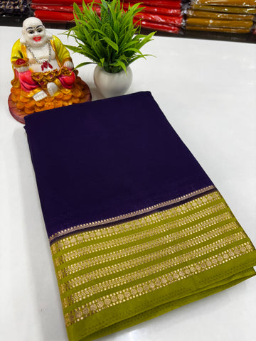 Mysore Crepe Silk Saree with Beautiful Contrast Border