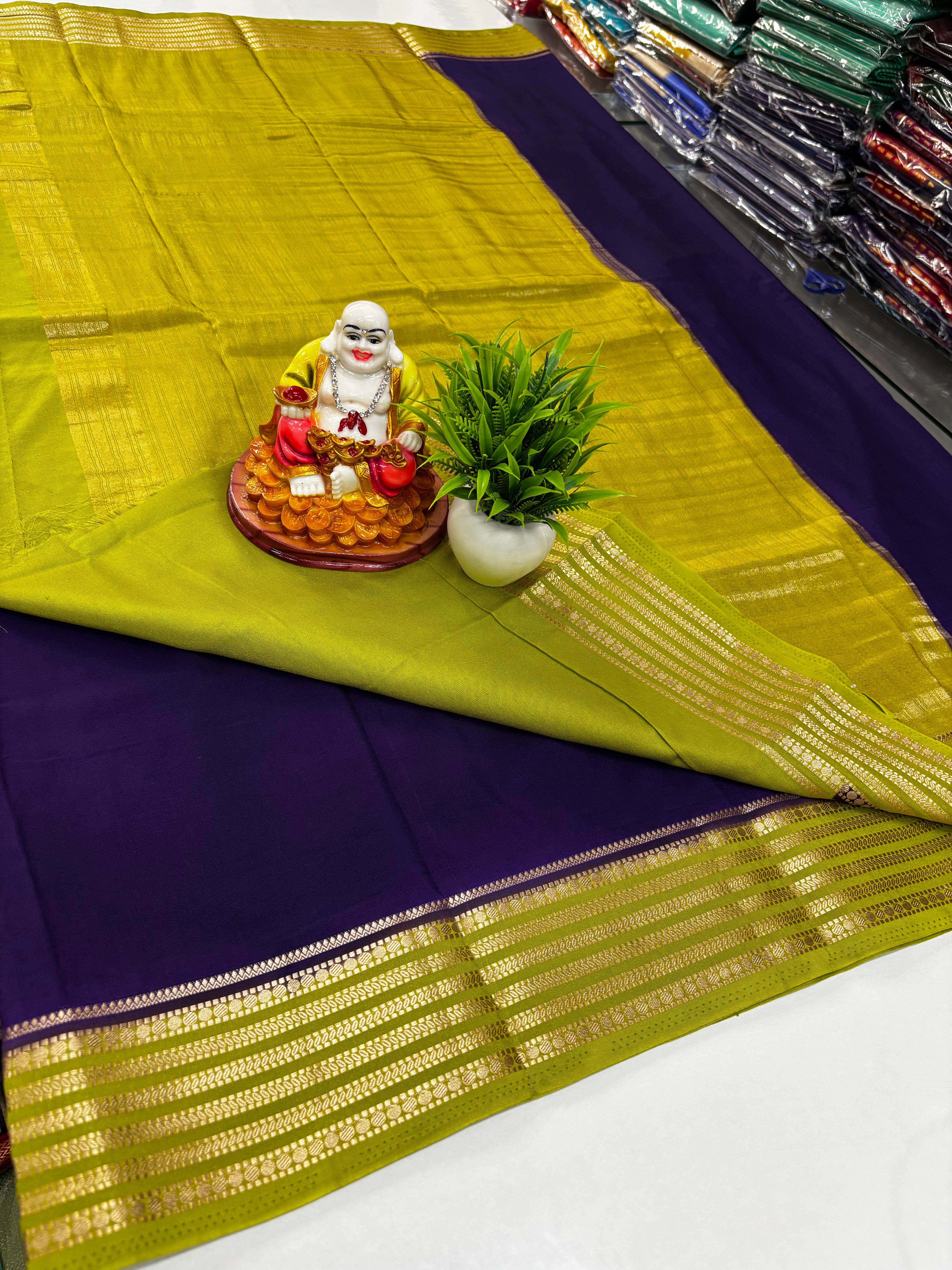 Mysore Crepe Silk Saree with Beautiful Contrast Border