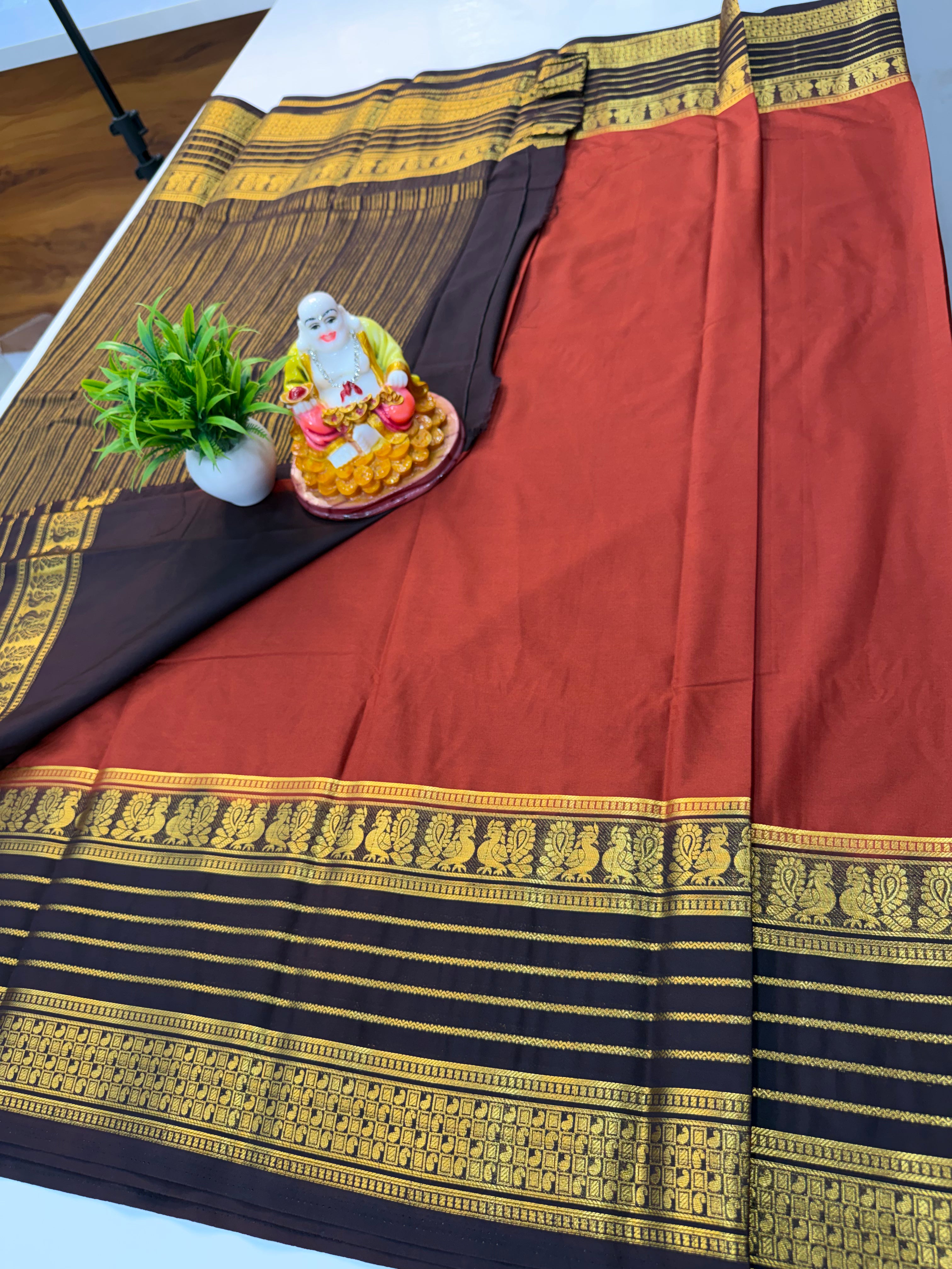 Premium Mysore Crepe Silk Saree with Beautiful Peacock Border | Padmavathi Silks and Sarees