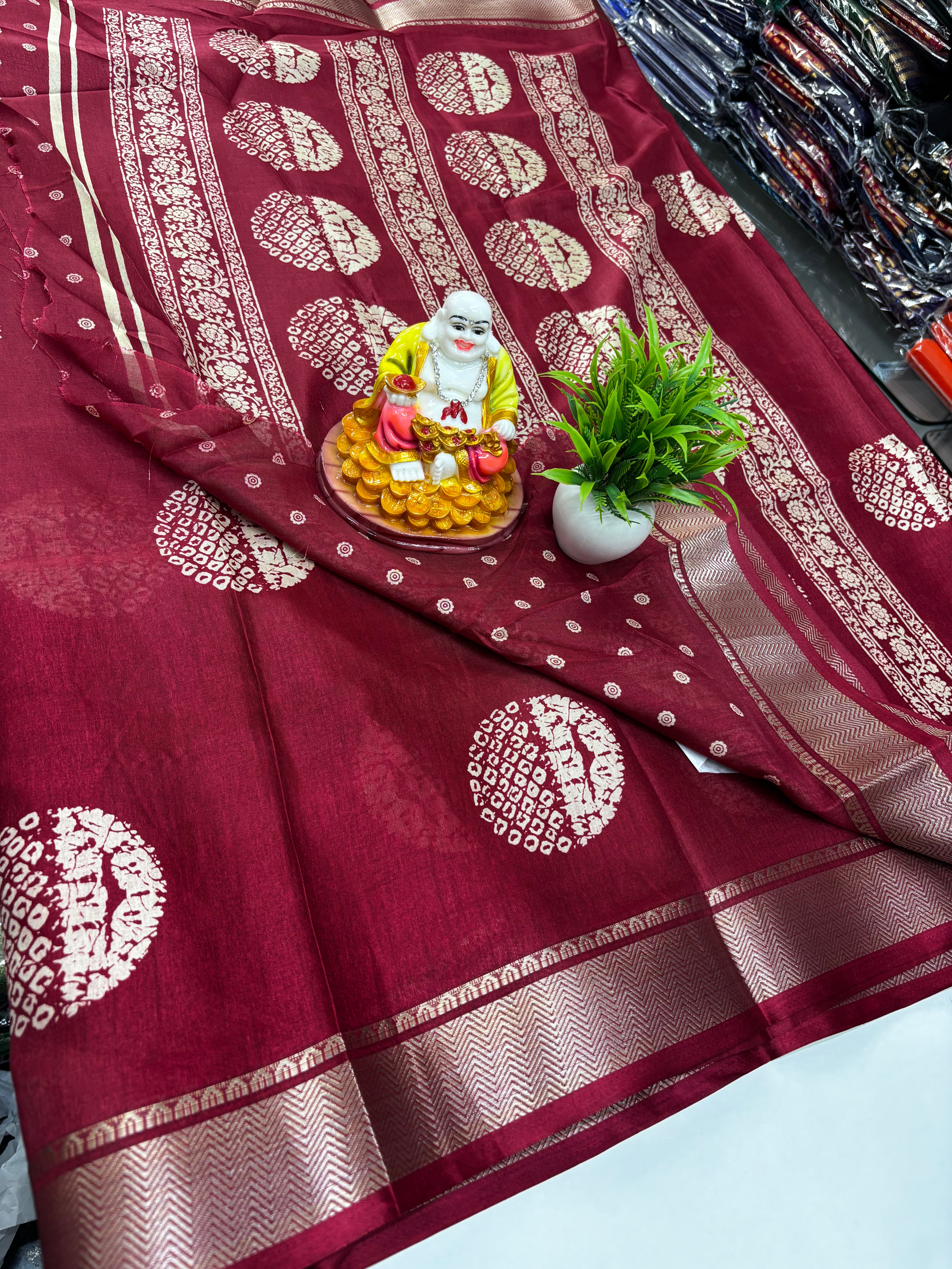 Beautiful Dola Silk Saree with Kalamkari Pallu & Butta Blouse – Made by Padmavathi Silks and Sarees
