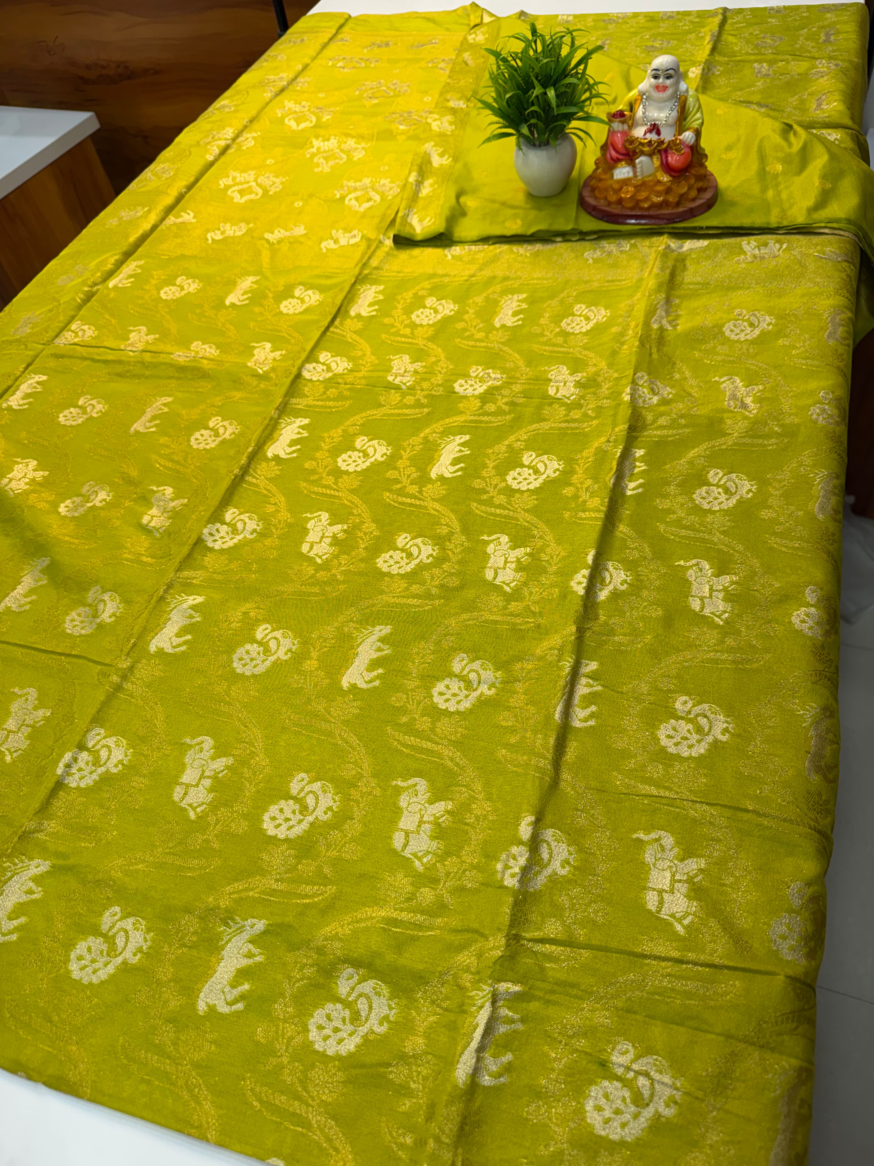 Beautiful Georgette Saree with Peacock & Elephant Design