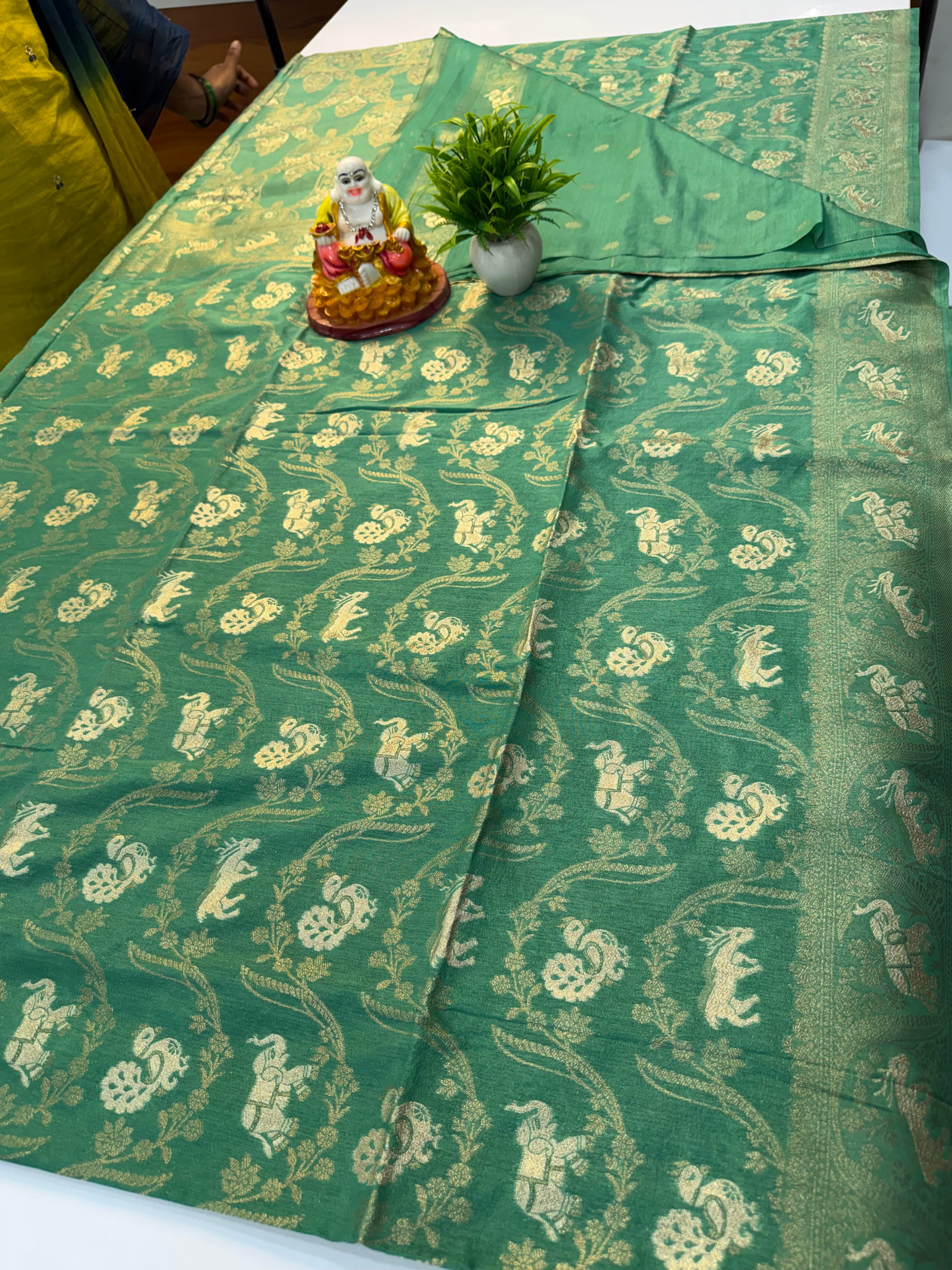 Beautiful Georgette Saree with Peacock & Elephant Design