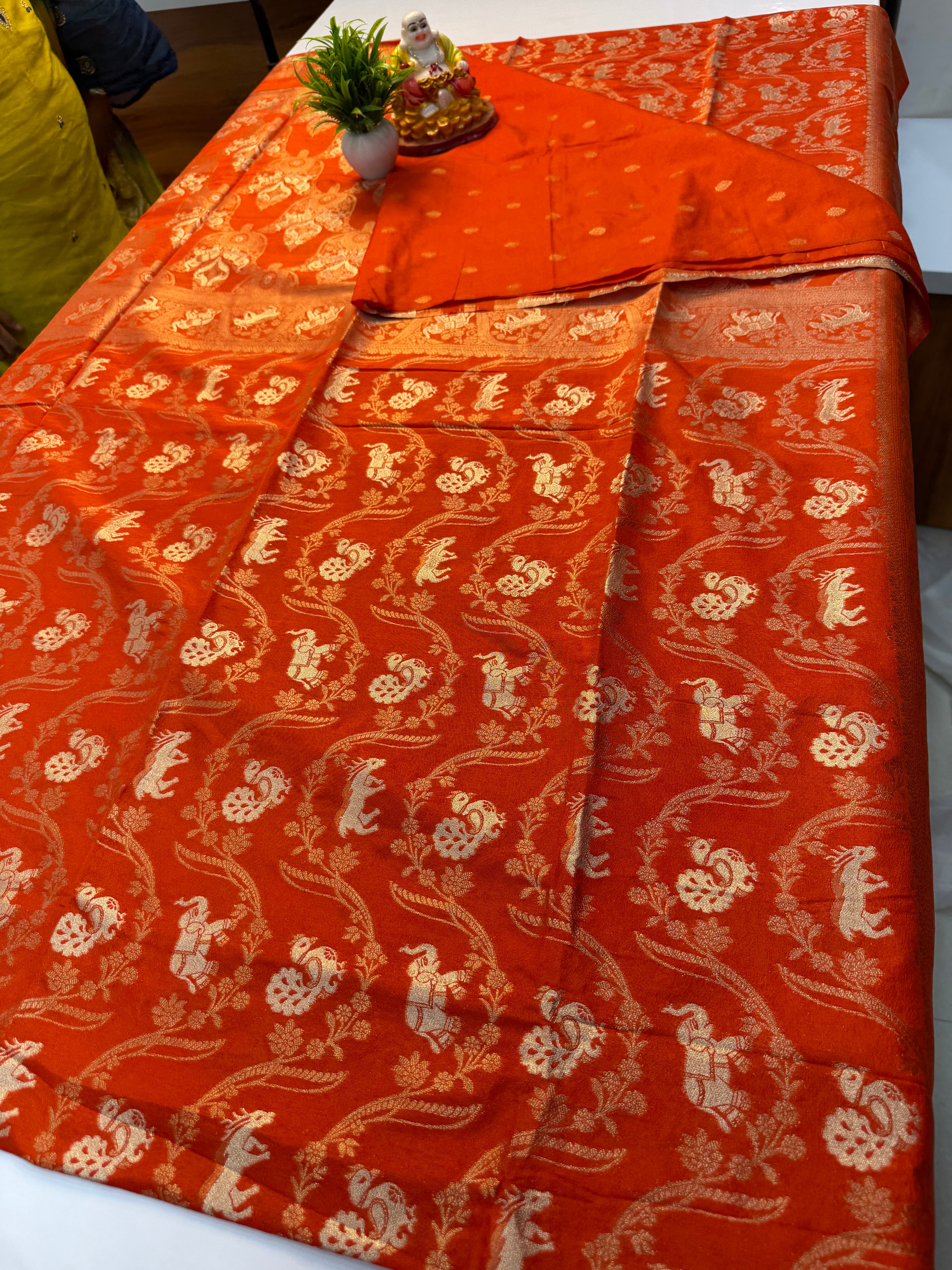Beautiful Georgette Saree with Peacock & Elephant Design