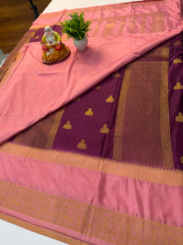 Premium Mysore Crepe Silk Saree with Jhumka Design & Rich Pallu | Padmavathi Silks and Sarees