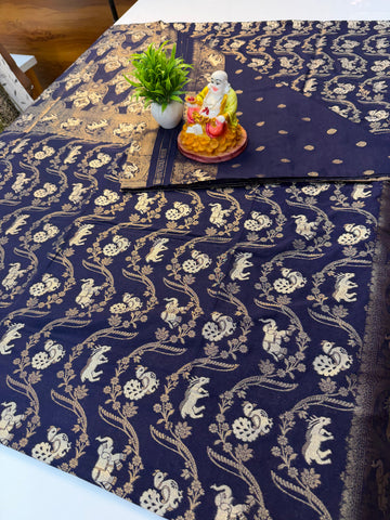 Beautiful Georgette Saree with Peacock & Elephant Design