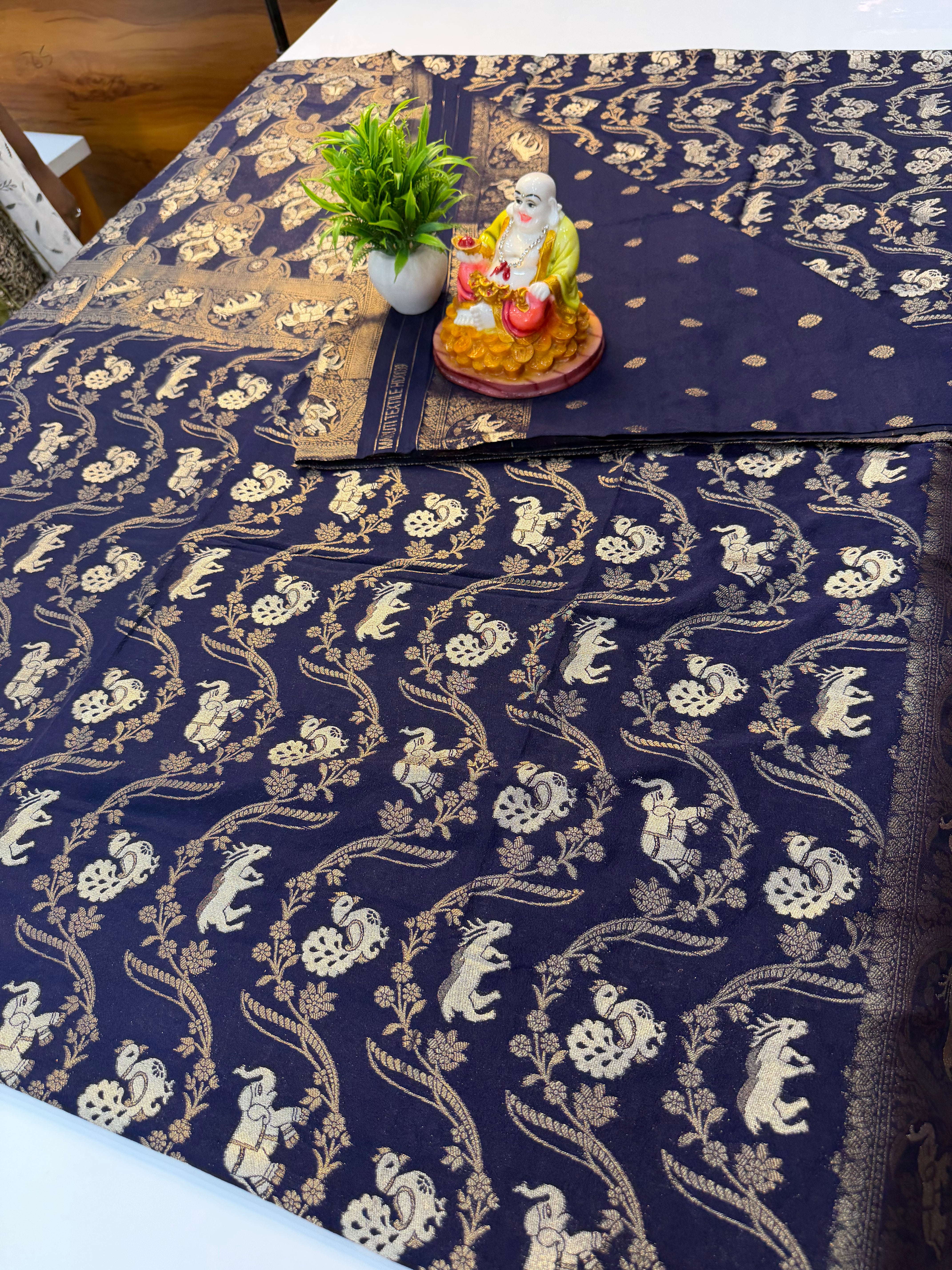 Beautiful Georgette Saree with Peacock & Elephant Design