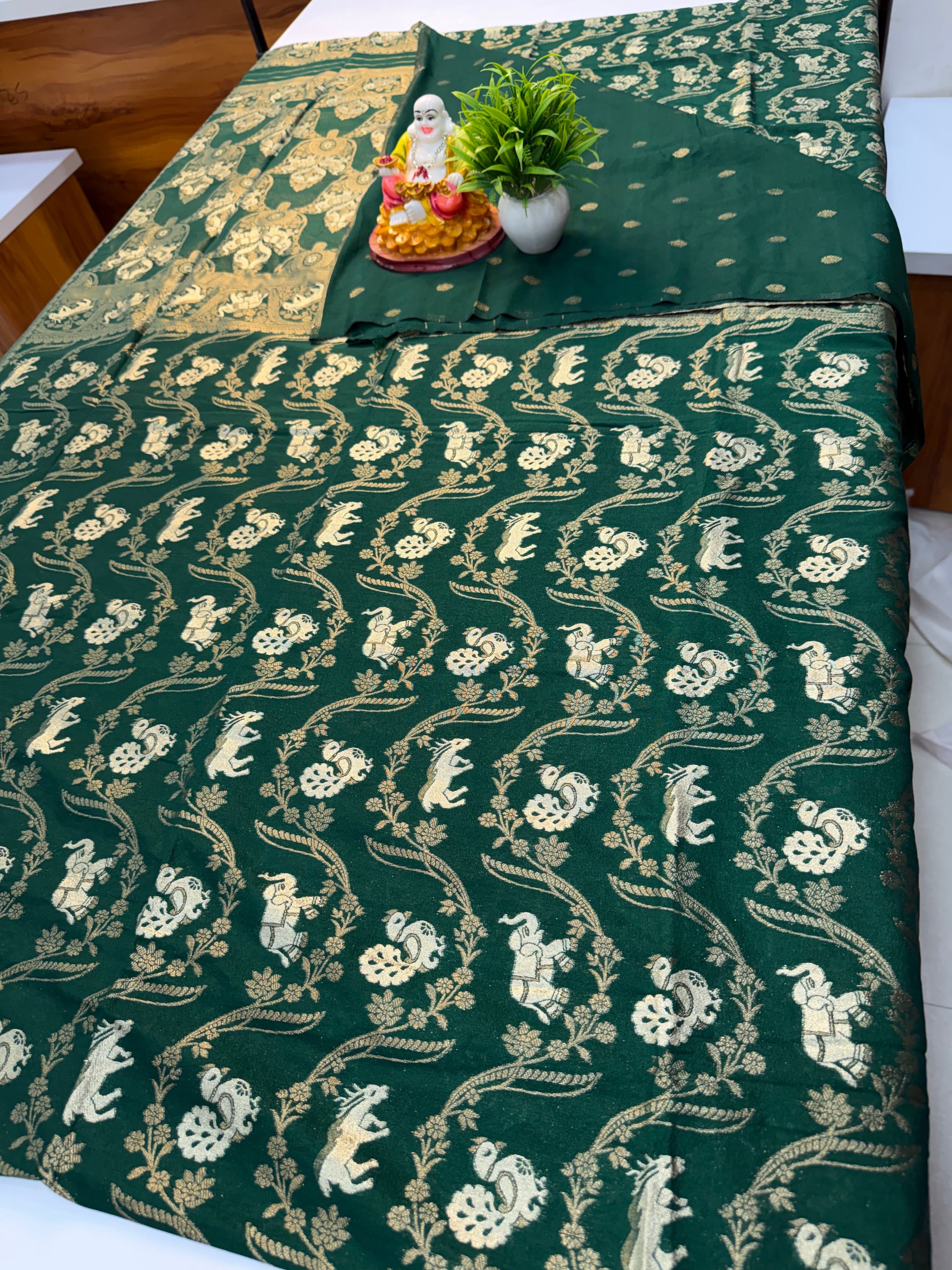 Beautiful Georgette Saree with Peacock & Elephant Design