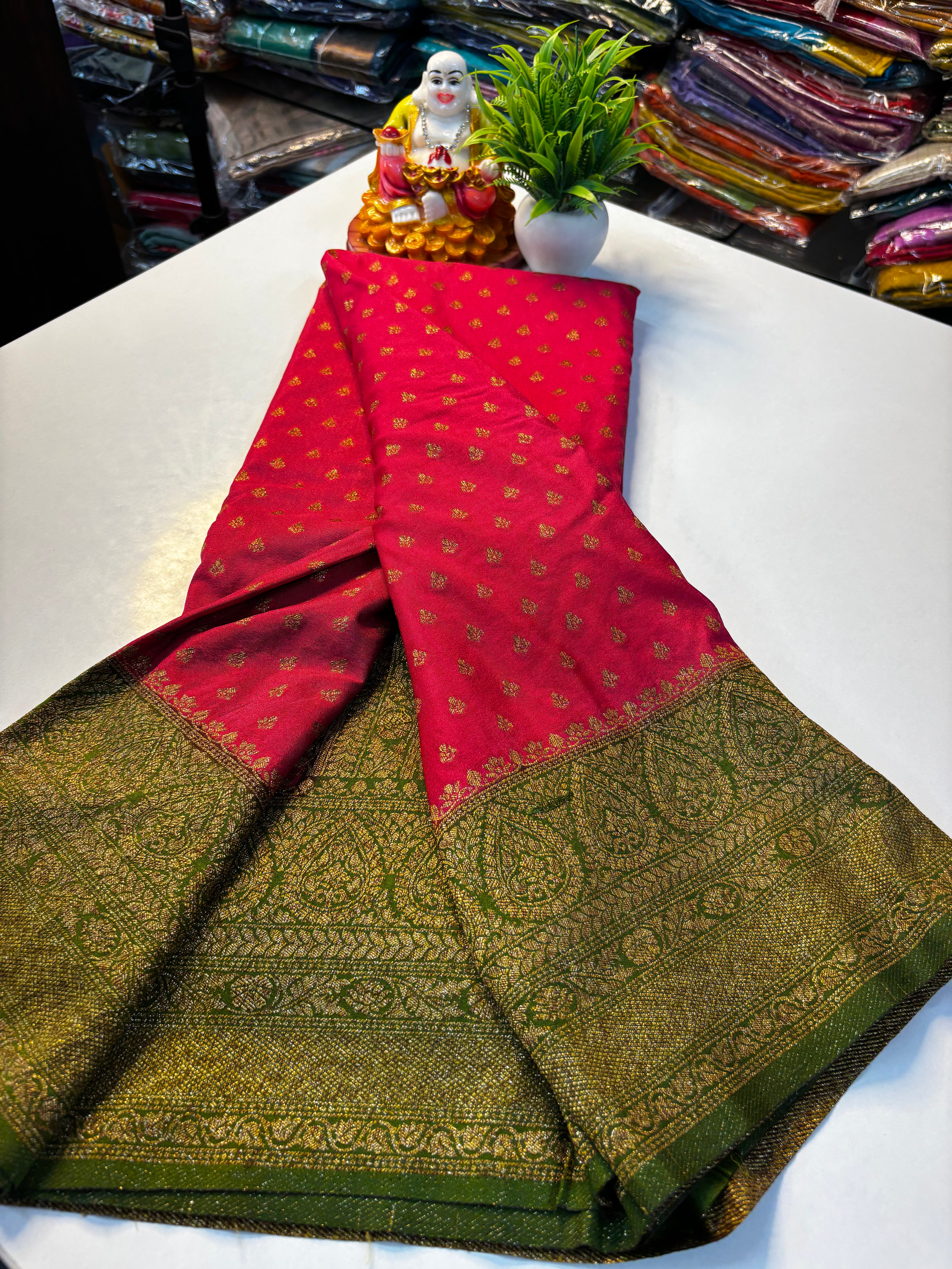 Premium Khaddi Georgette Saree with Butta & Rich Pallu