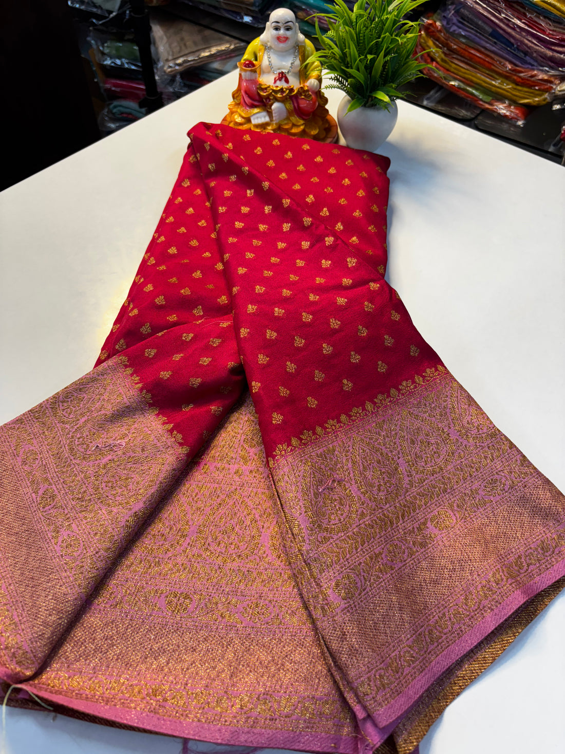 Premium Khaddi Georgette Saree with Butta & Rich Pallu