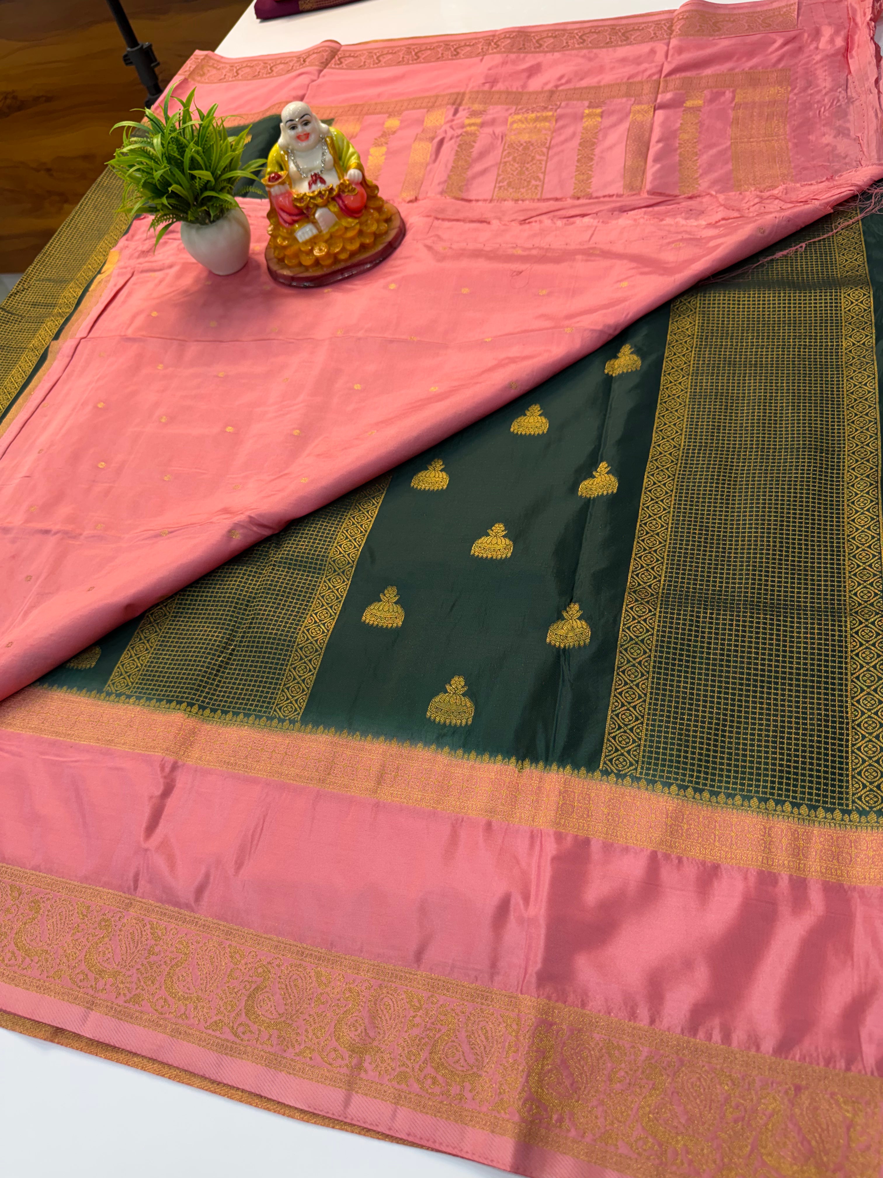 Premium Mysore Crepe Silk Saree with Jhumka Design & Rich Pallu | Padmavathi Silks and Sarees