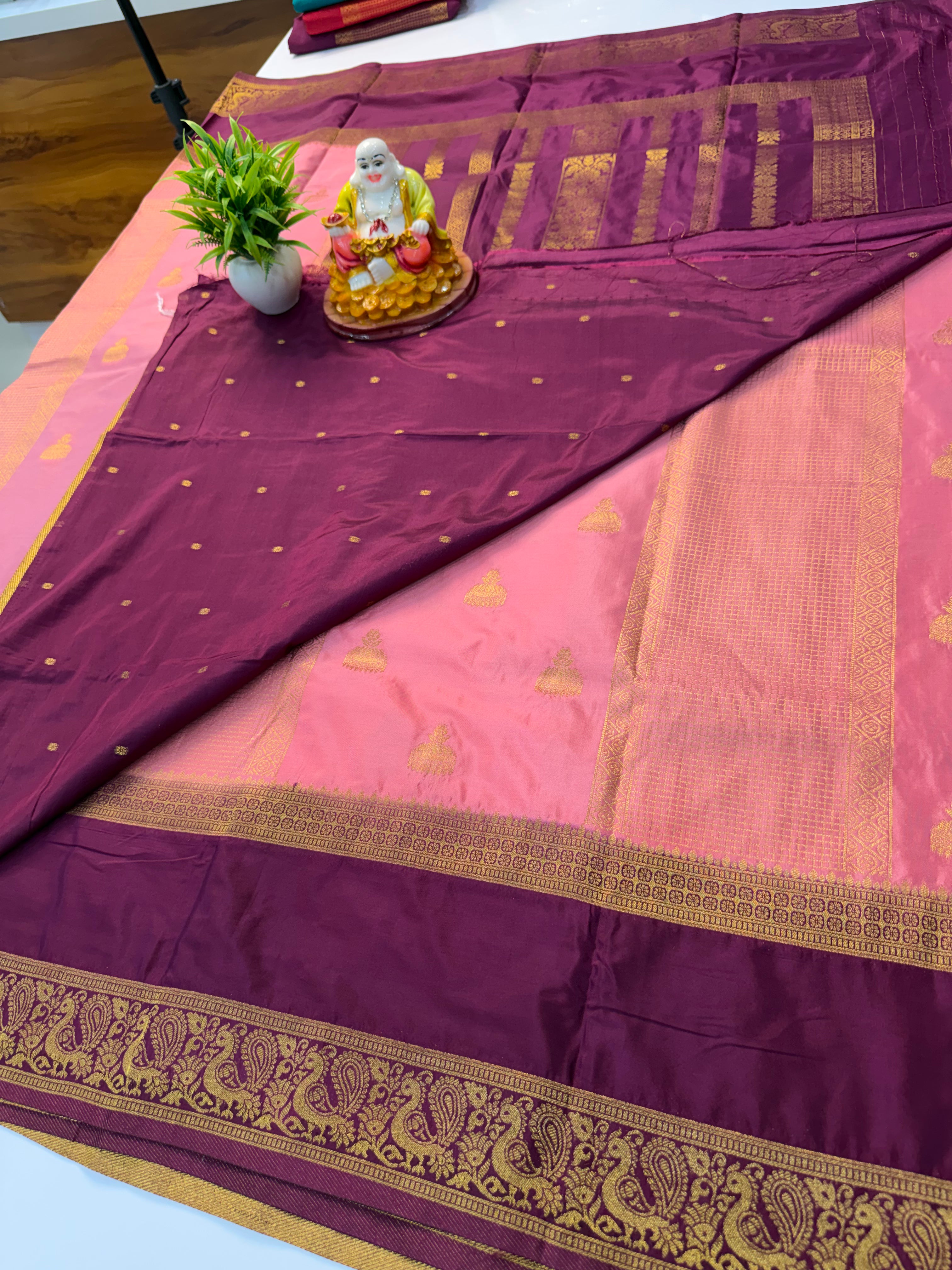 Premium Mysore Crepe Silk Saree with Jhumka Design & Rich Pallu | Padmavathi Silks and Sarees