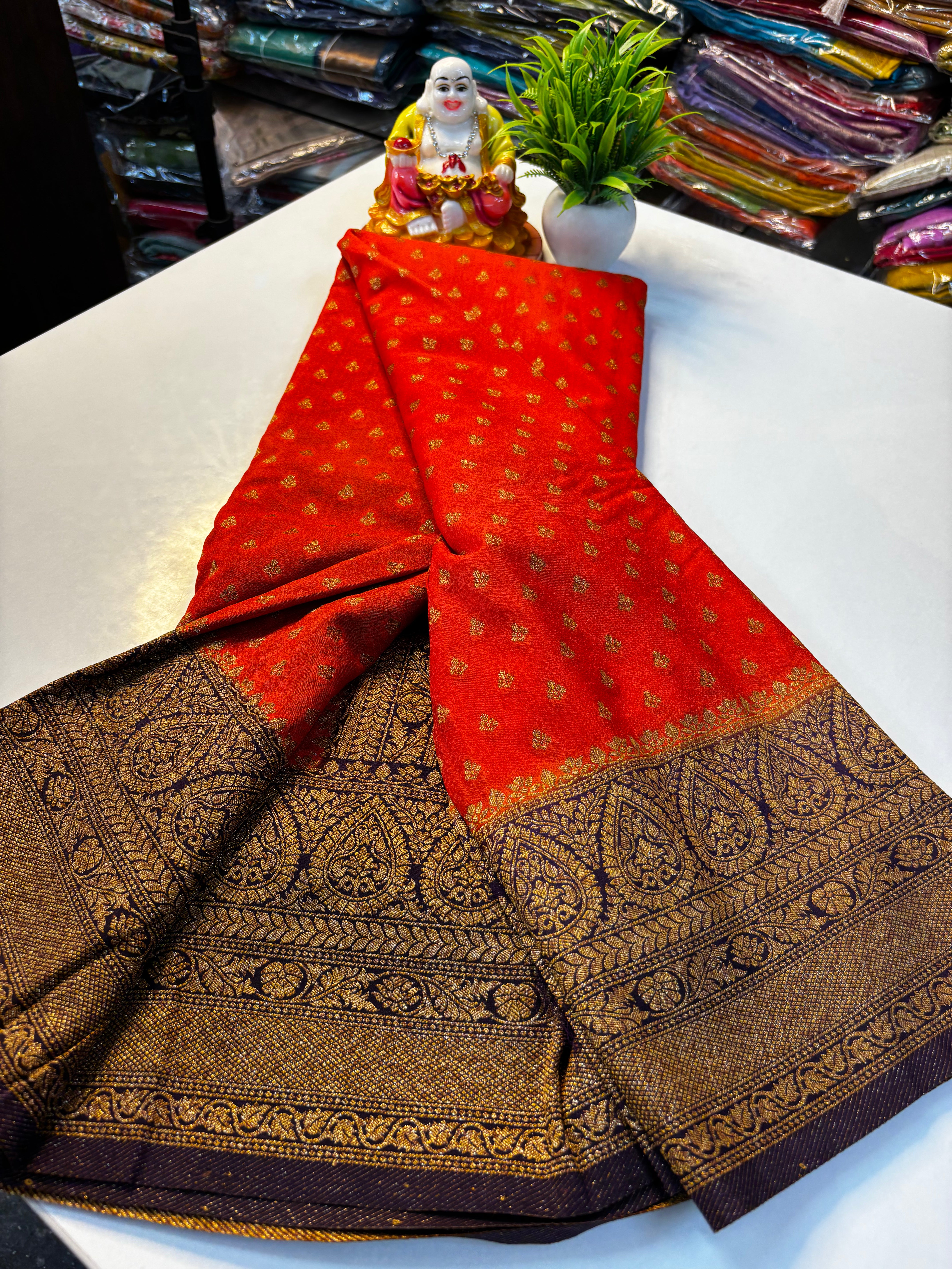 Premium Khaddi Georgette Saree with Butta & Rich Pallu