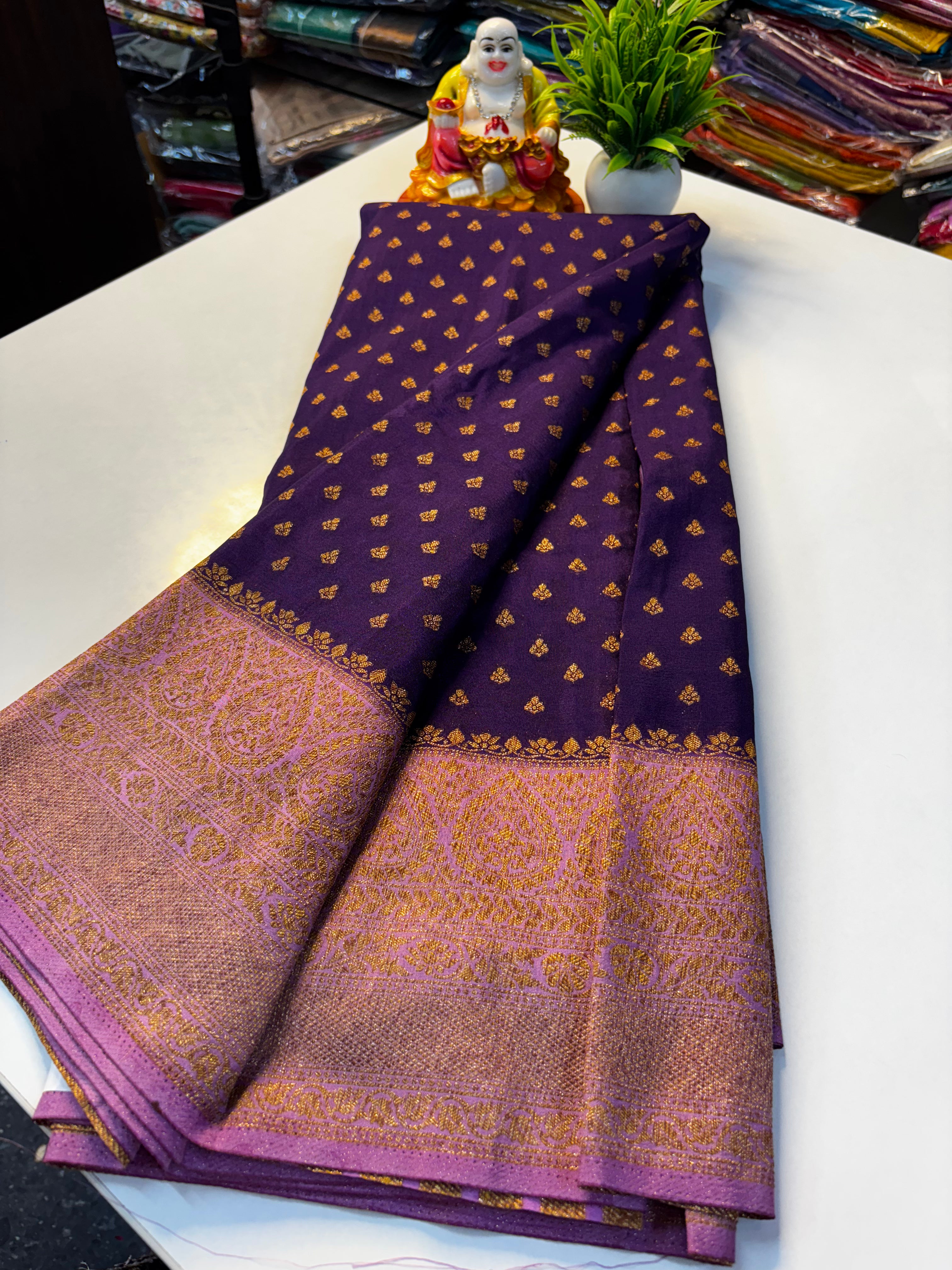 Premium Khaddi Georgette Saree with Butta & Rich Pallu