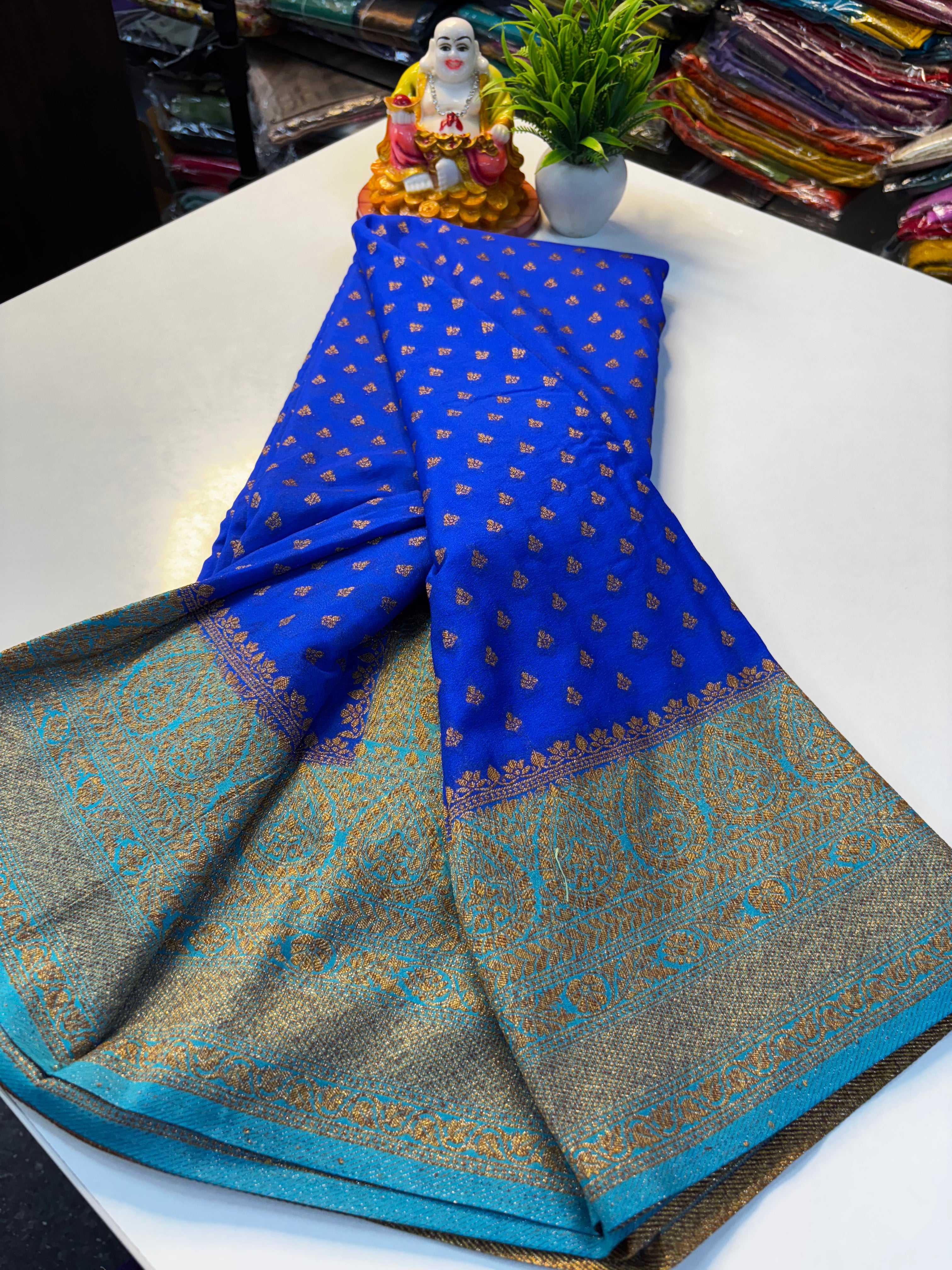 Premium Khaddi Georgette Saree with Butta & Rich Pallu