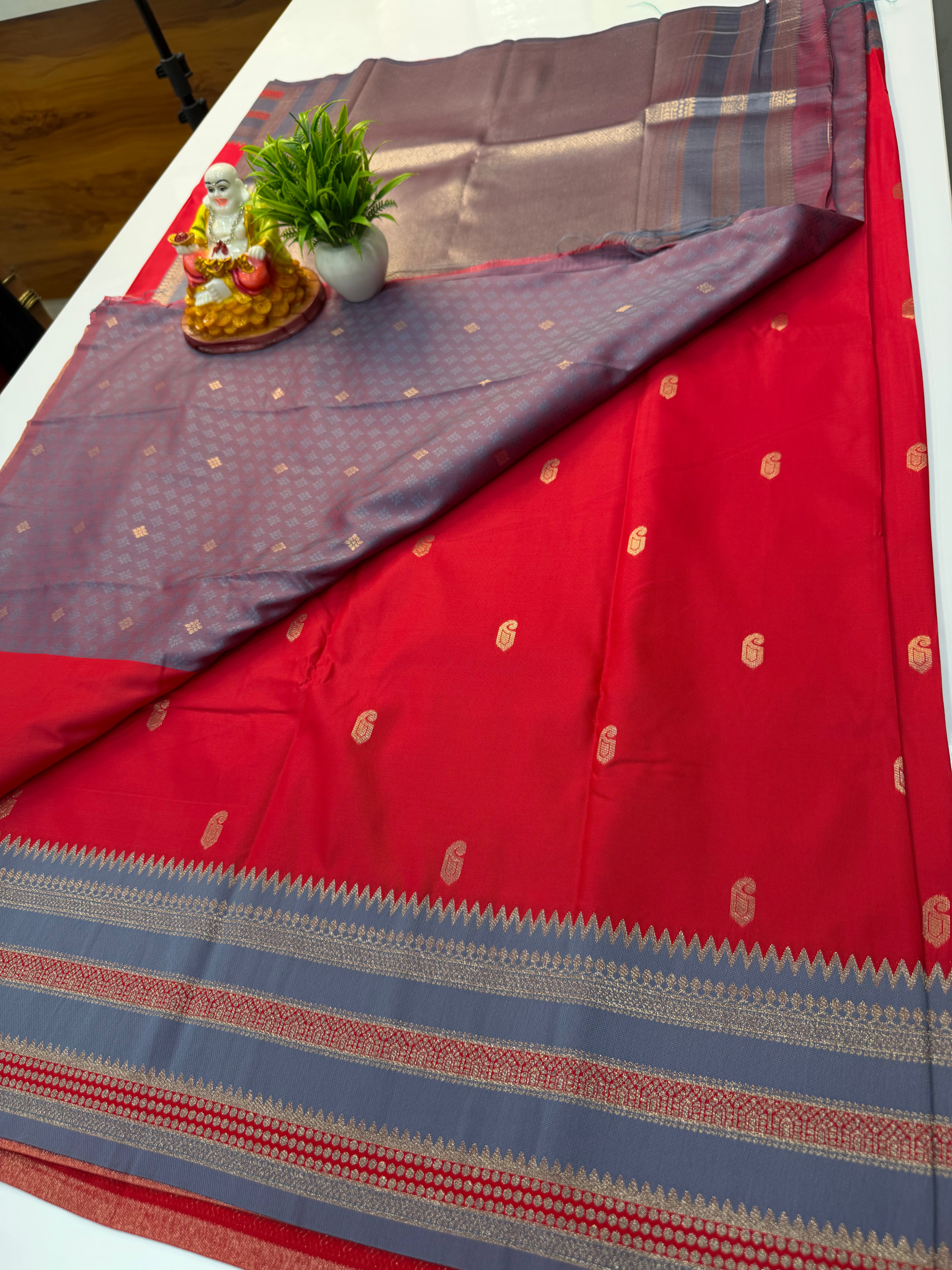 Premium Semi Silk Saree with Mango Buttas