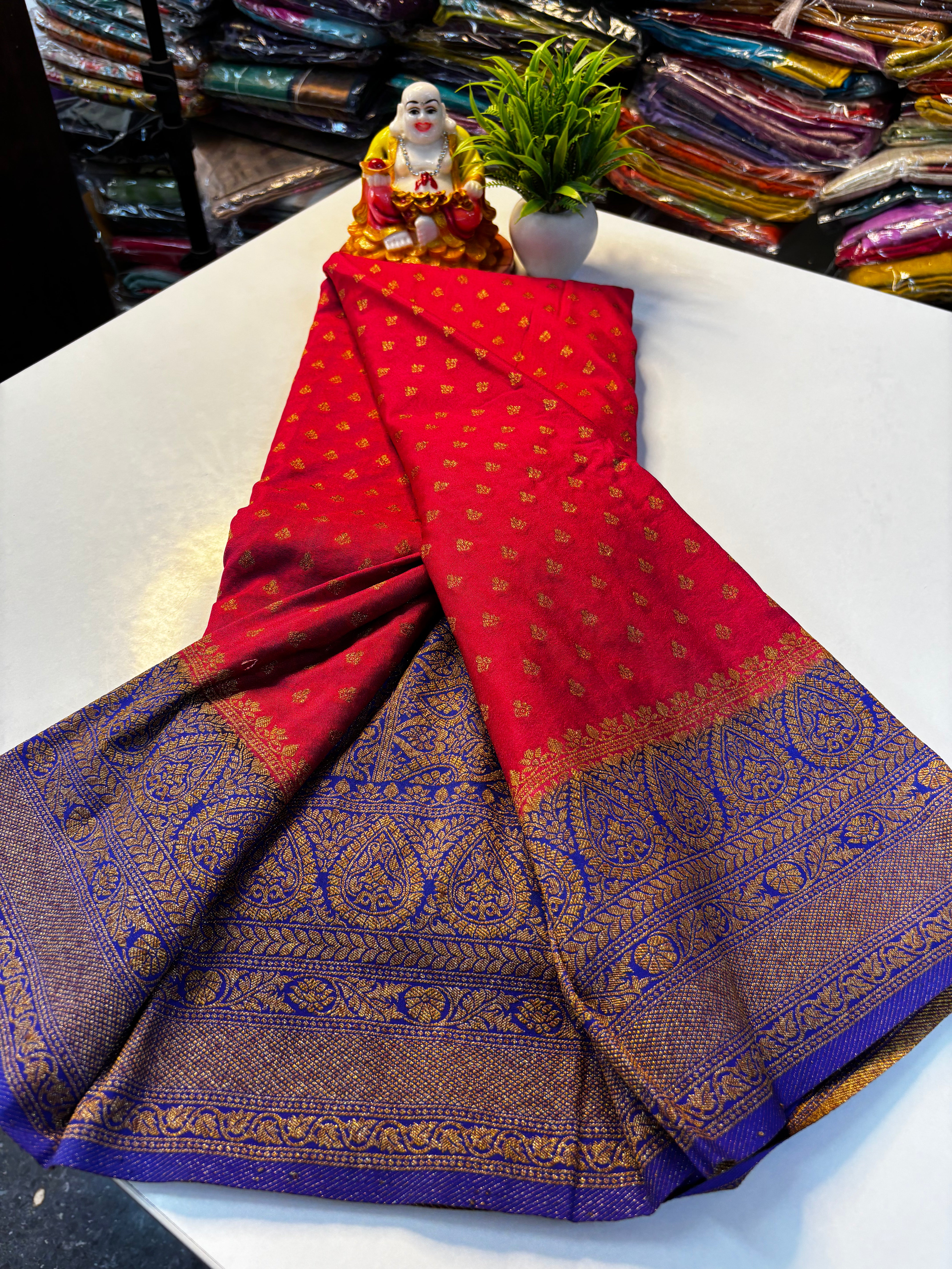 Premium Khaddi Georgette Saree with Butta & Rich Pallu