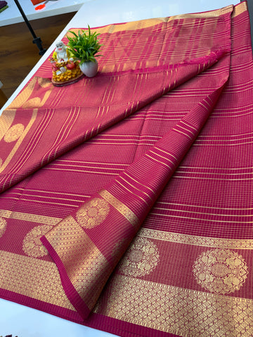 Mysore Crepe Silk Saree with Stripes – Elegant Traditional Wear | Padmavathi Silks and Sarees