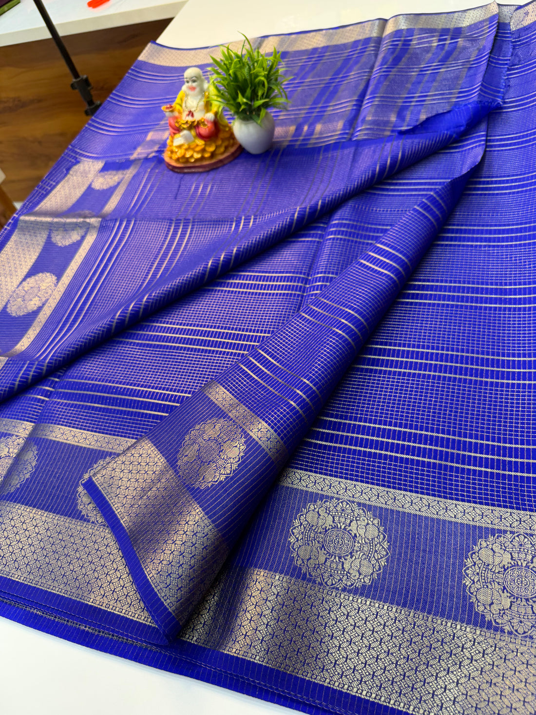 Mysore Crepe Silk Saree with Stripes – Elegant Traditional Wear | Padmavathi Silks and Sarees