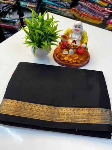 Mysore Crepe Silk Saree with Small Mango Border