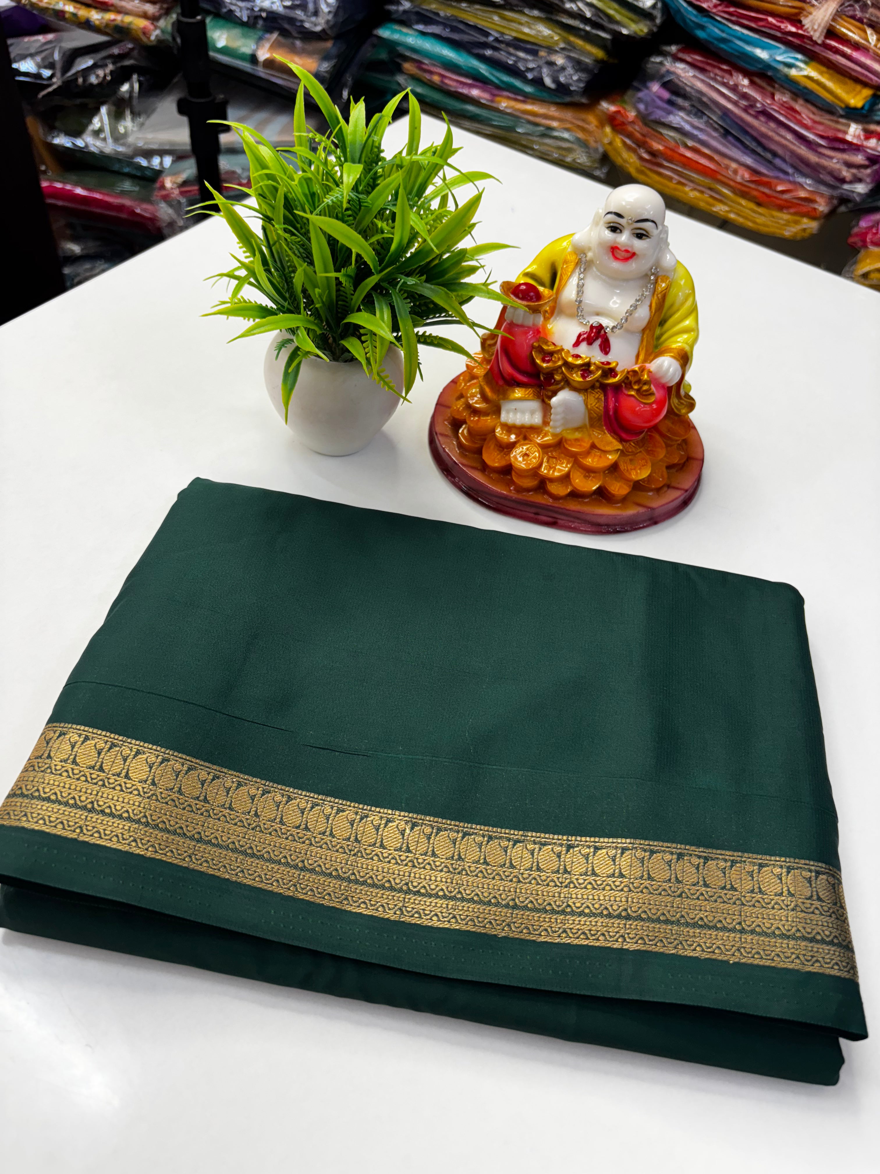 Mysore Crepe Silk Saree with Small Mango Border