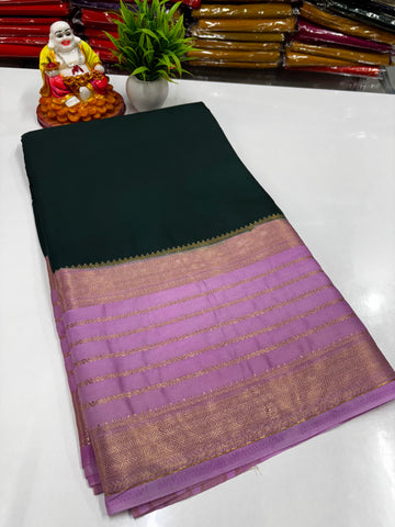 Mysore Crepe Silk Saree with Beautiful Border – Made from Padmavathi Silks and Sarees