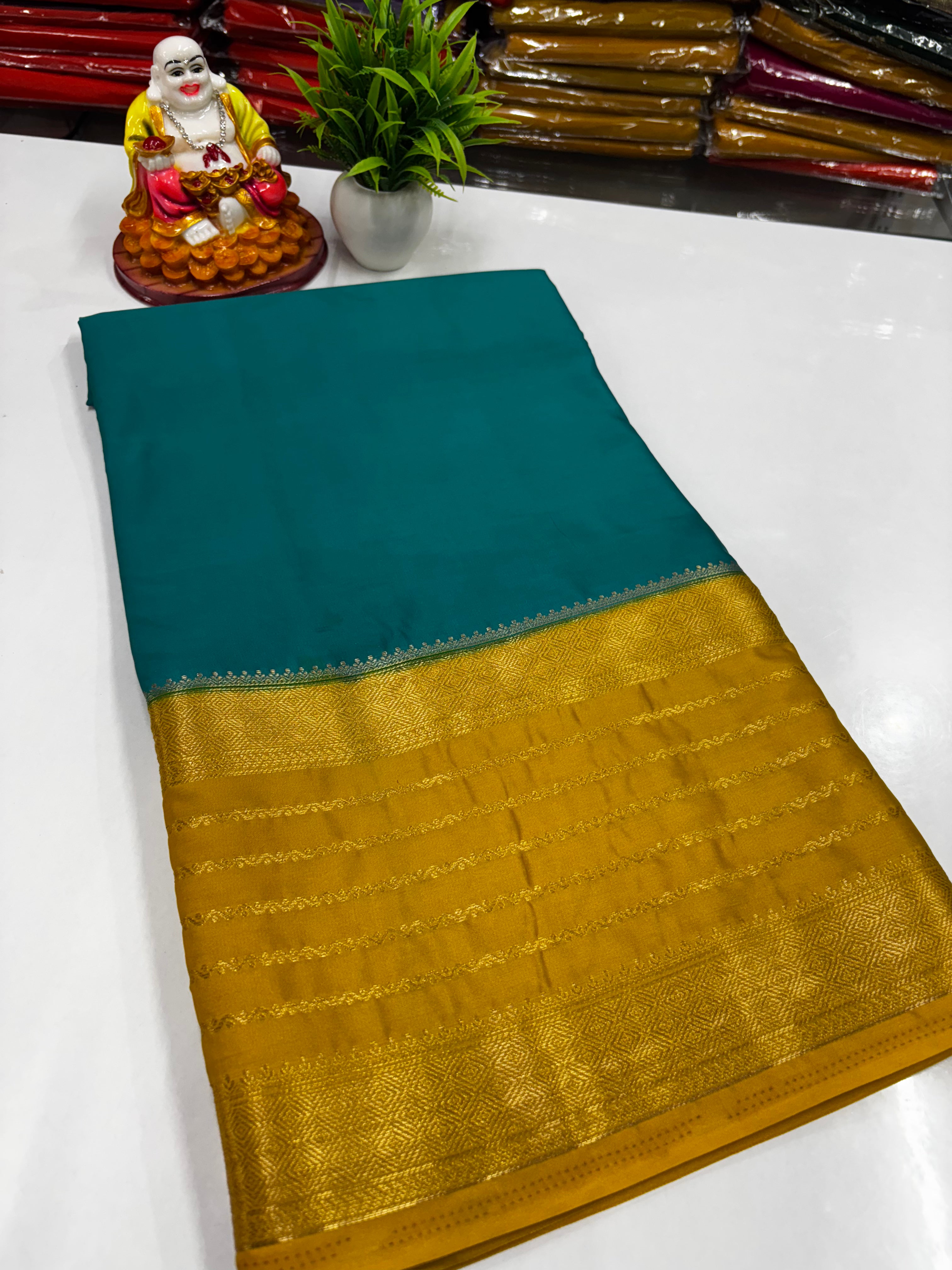 Mysore Crepe Silk Saree with Beautiful Border – Made from Padmavathi Silks and Sarees