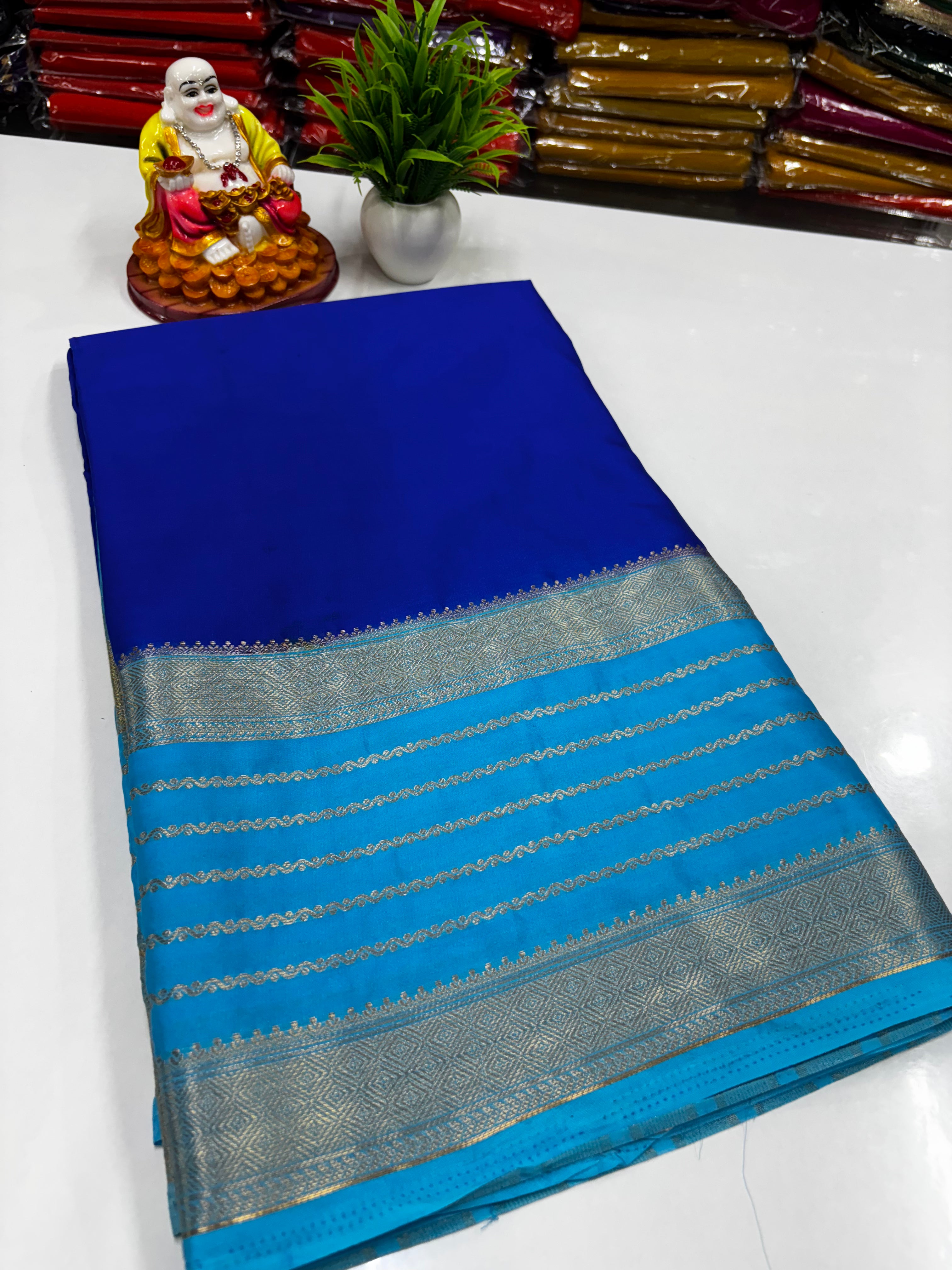 Mysore Crepe Silk Saree with Beautiful Border – Made from Padmavathi Silks and Sarees