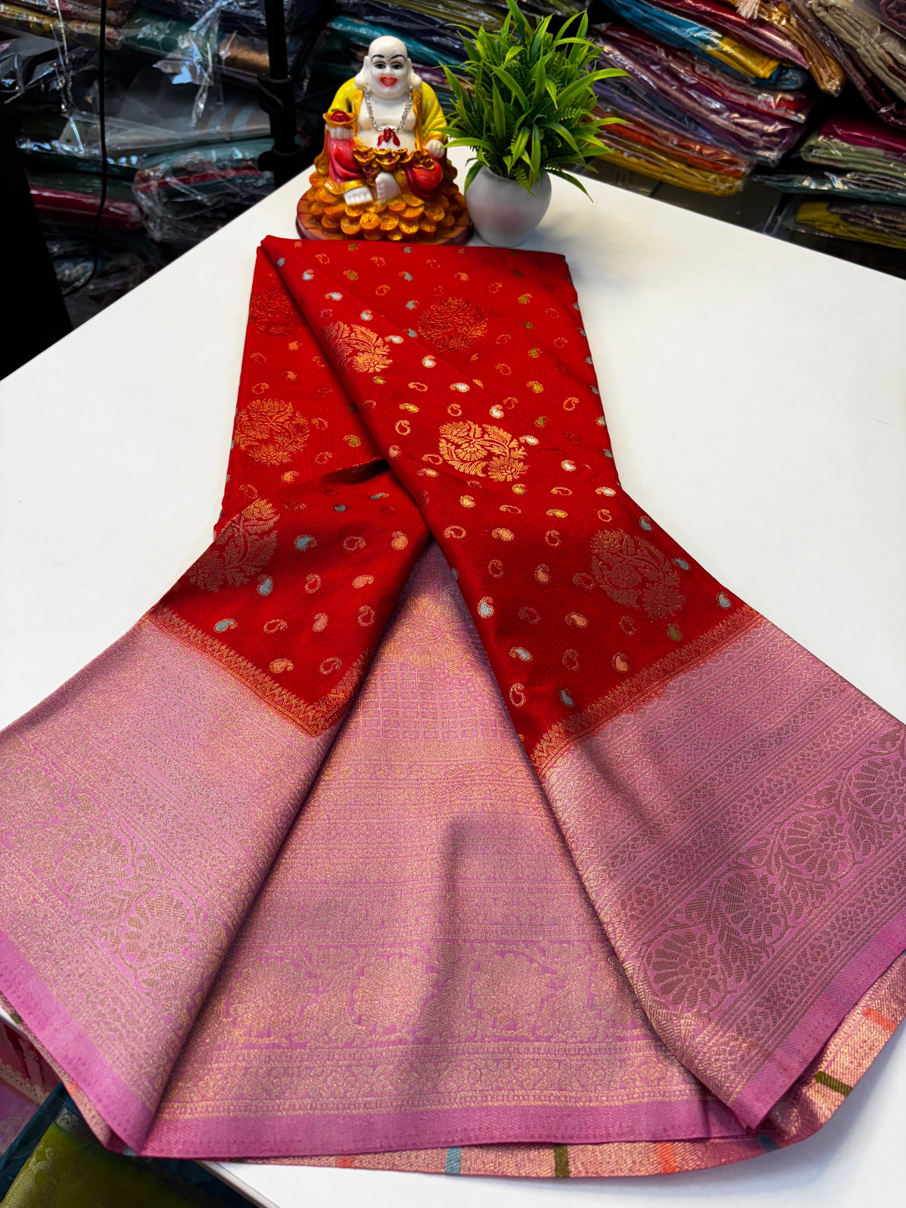 Premium Georgette Saree with Rich Pallu & Butta Blouse – Padmavathi Silks and Sarees