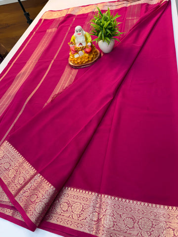 Beautiful Chiffon Saree with Elegant Border & Chit Pallu
