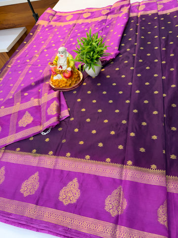 Mysore Crepe Silk Saree with Beautiful Buttas & Bentex Border