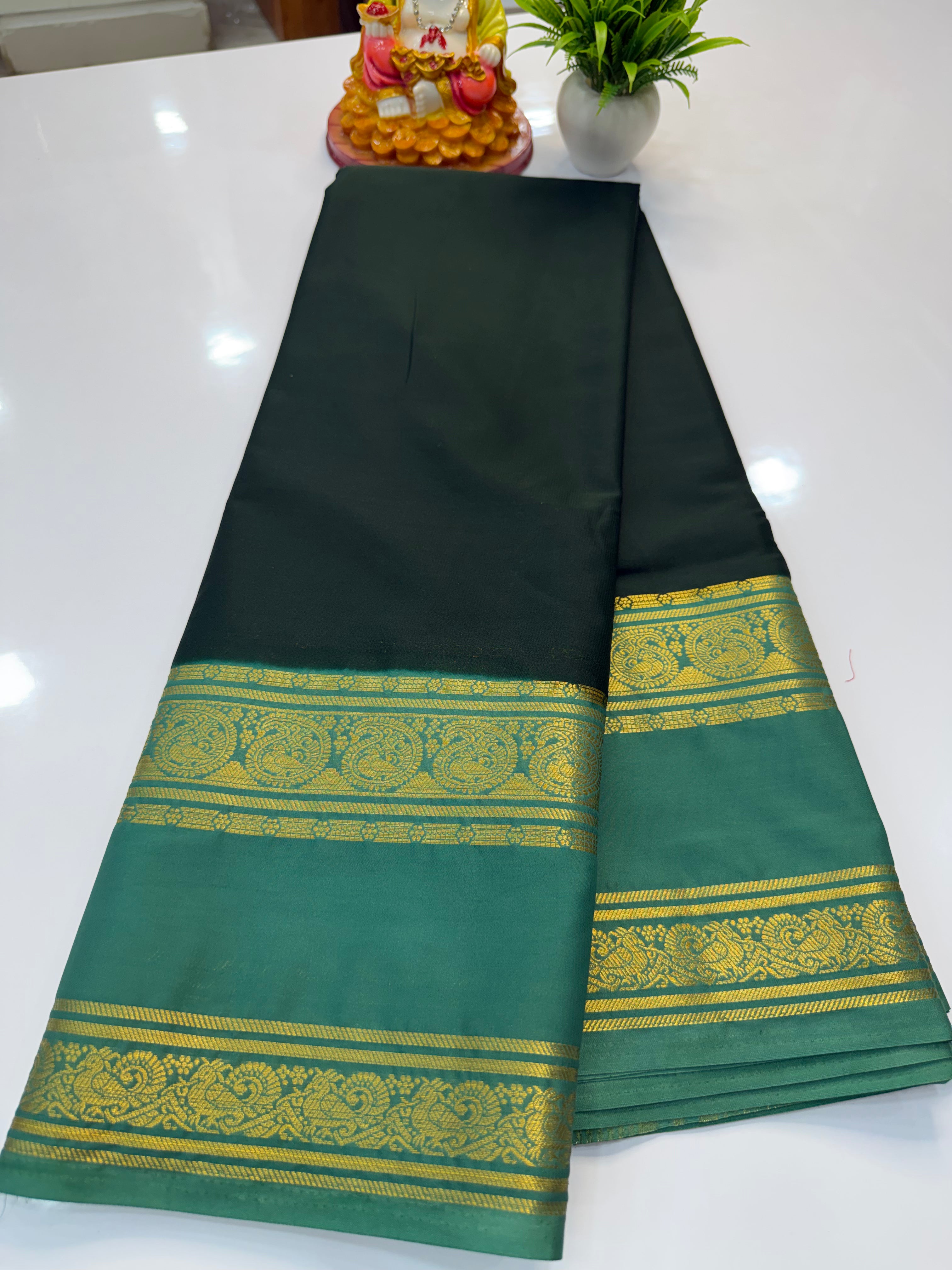 Mysore Crepe Silk Saree with Mango Bentex Border | Padmavathi Silks and Sarees
