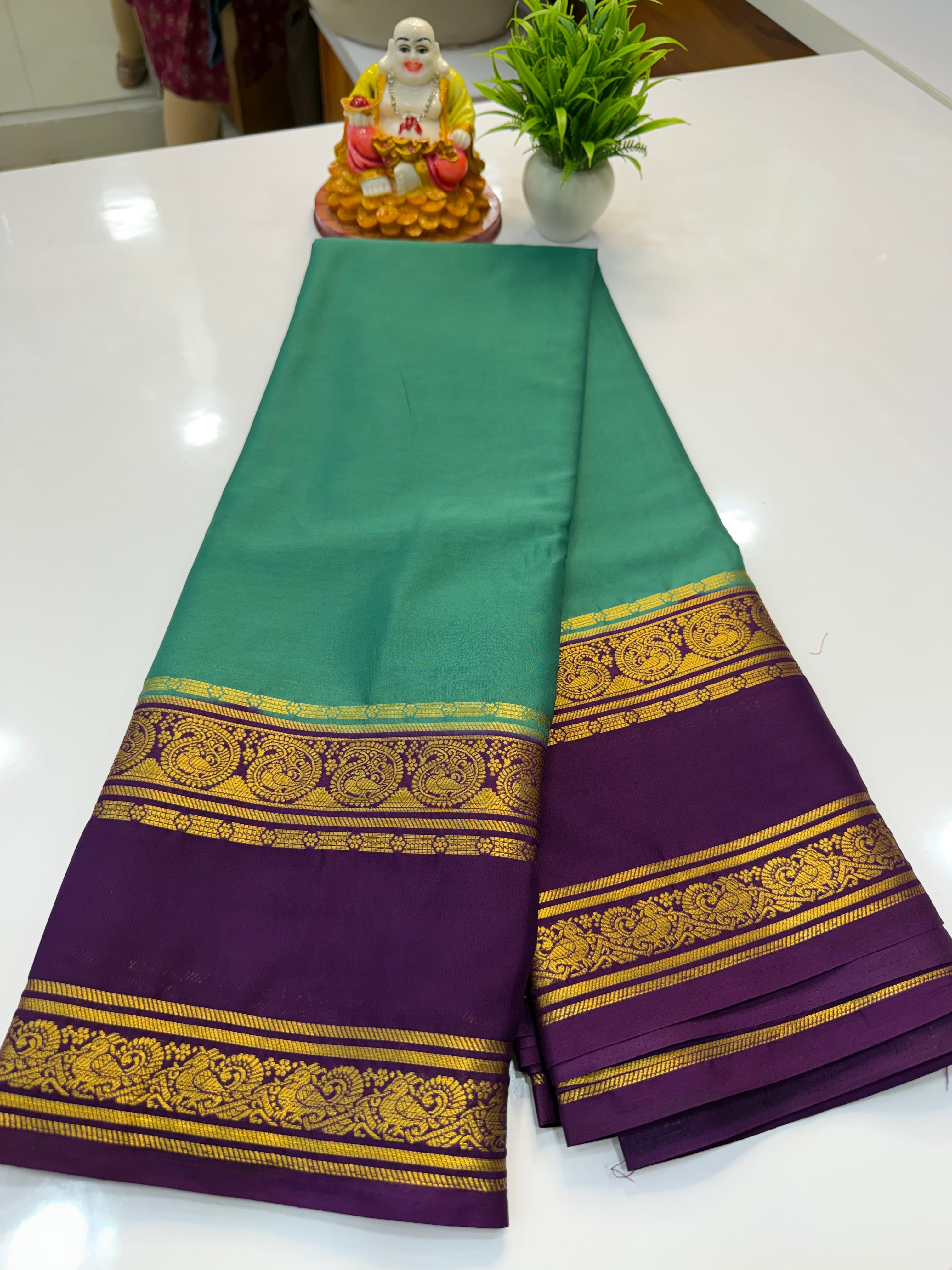 Mysore Crepe Silk Saree with Mango Bentex Border | Padmavathi Silks and Sarees