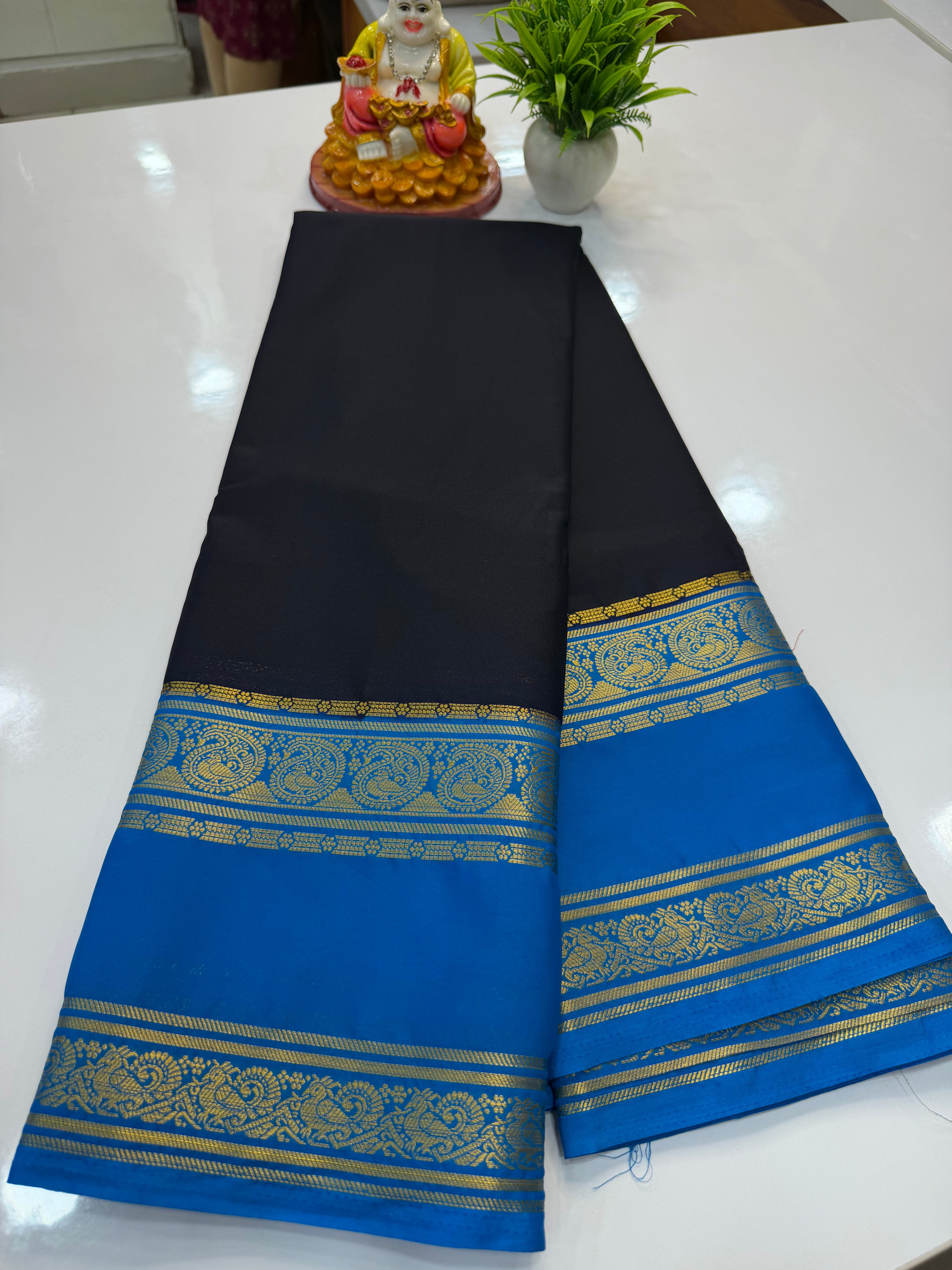 Mysore Crepe Silk Saree with Mango Bentex Border | Padmavathi Silks and Sarees